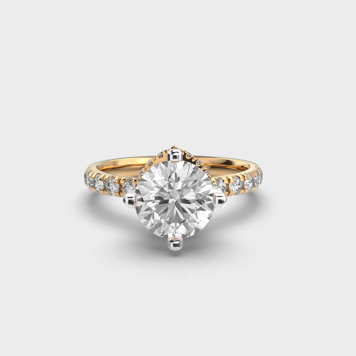 Anello Solitaire Diamond Studded Band