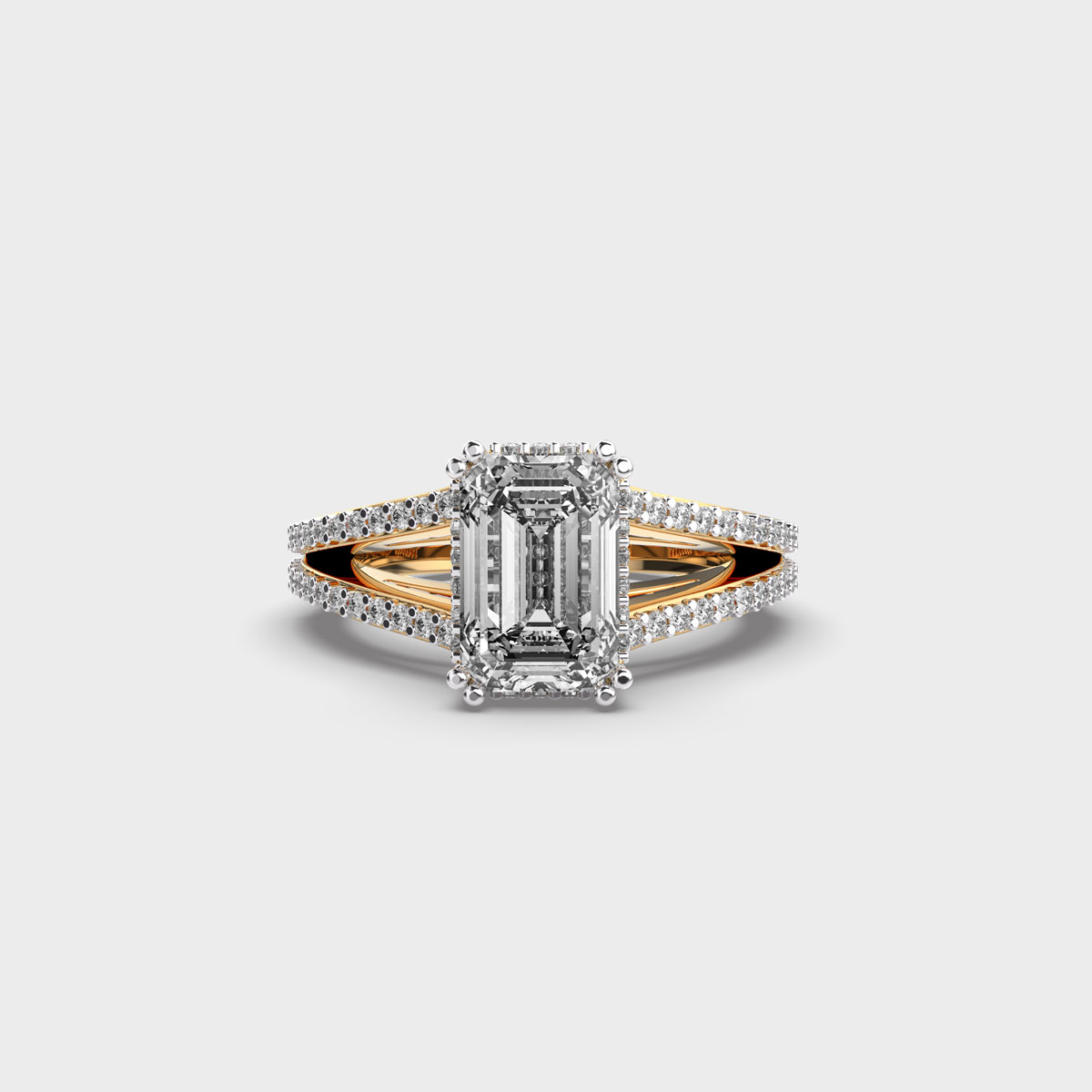 Emerald Cut Diamond in Duo Branching Band
