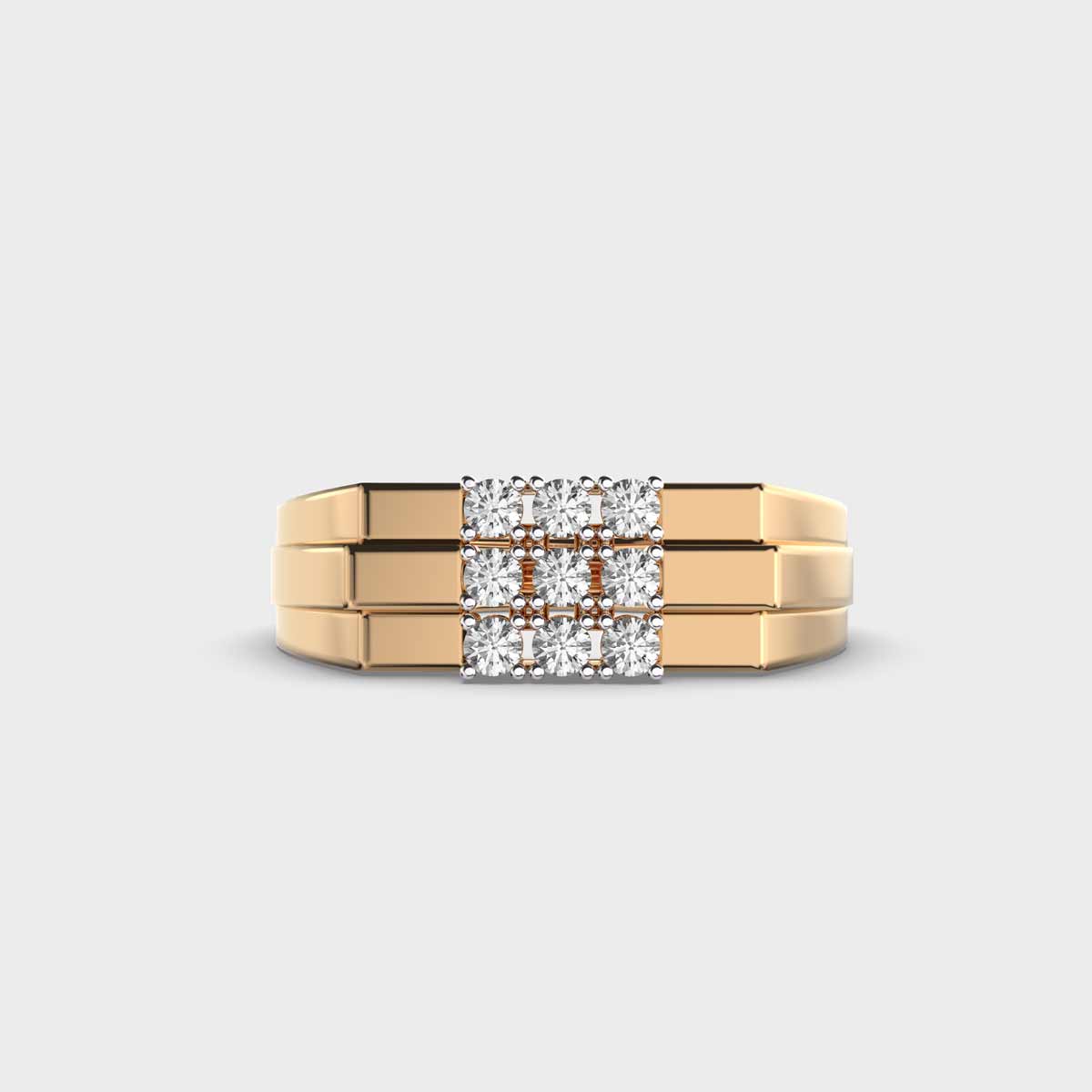 Tri Line Edgy Men's Diamond Ring