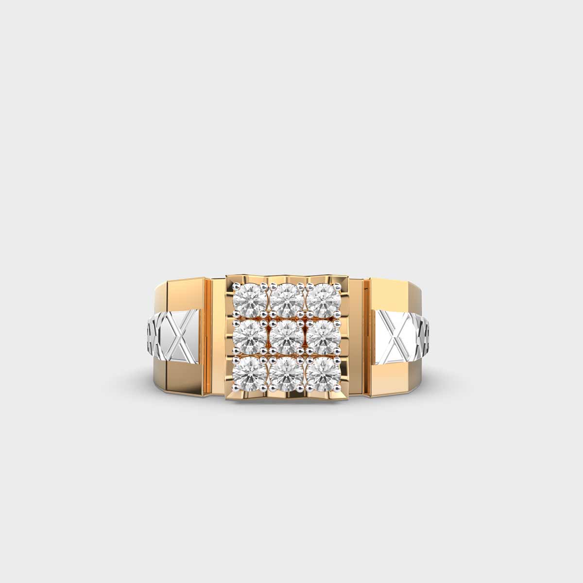 Two Tone Charming Diamond Pave Men's Ring