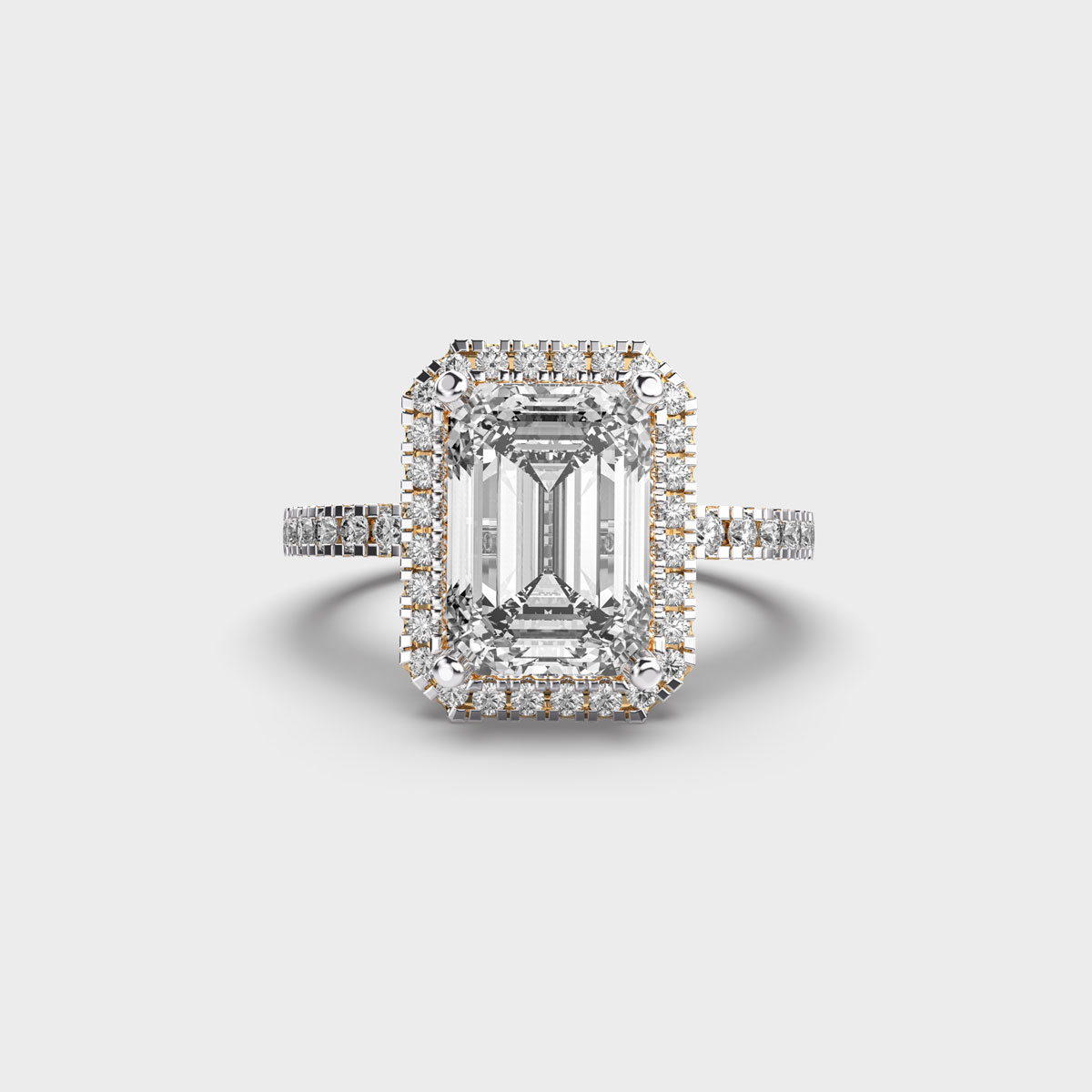 Emerald Cut Diamond With Halo Ring