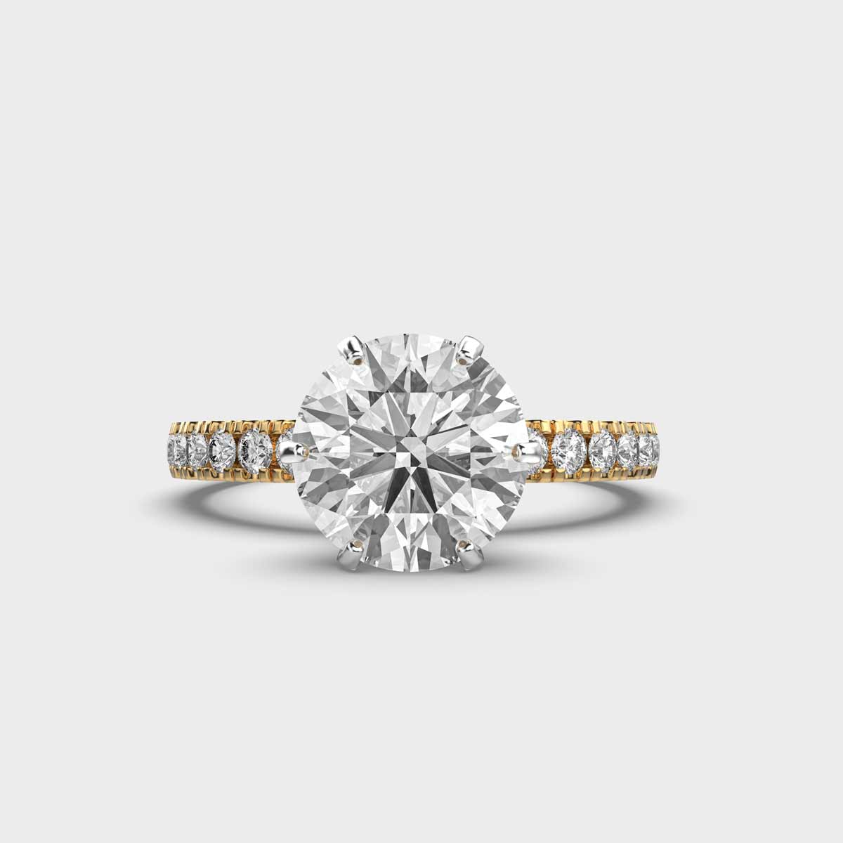 Solitaire Round Diamond Encrusted Ring