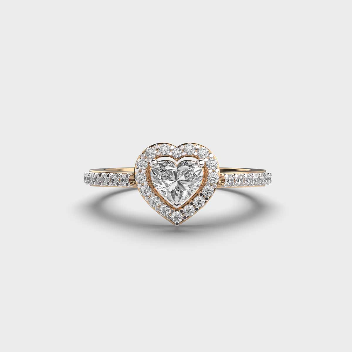 Heart in a Halo Solitaire Diamond Ring