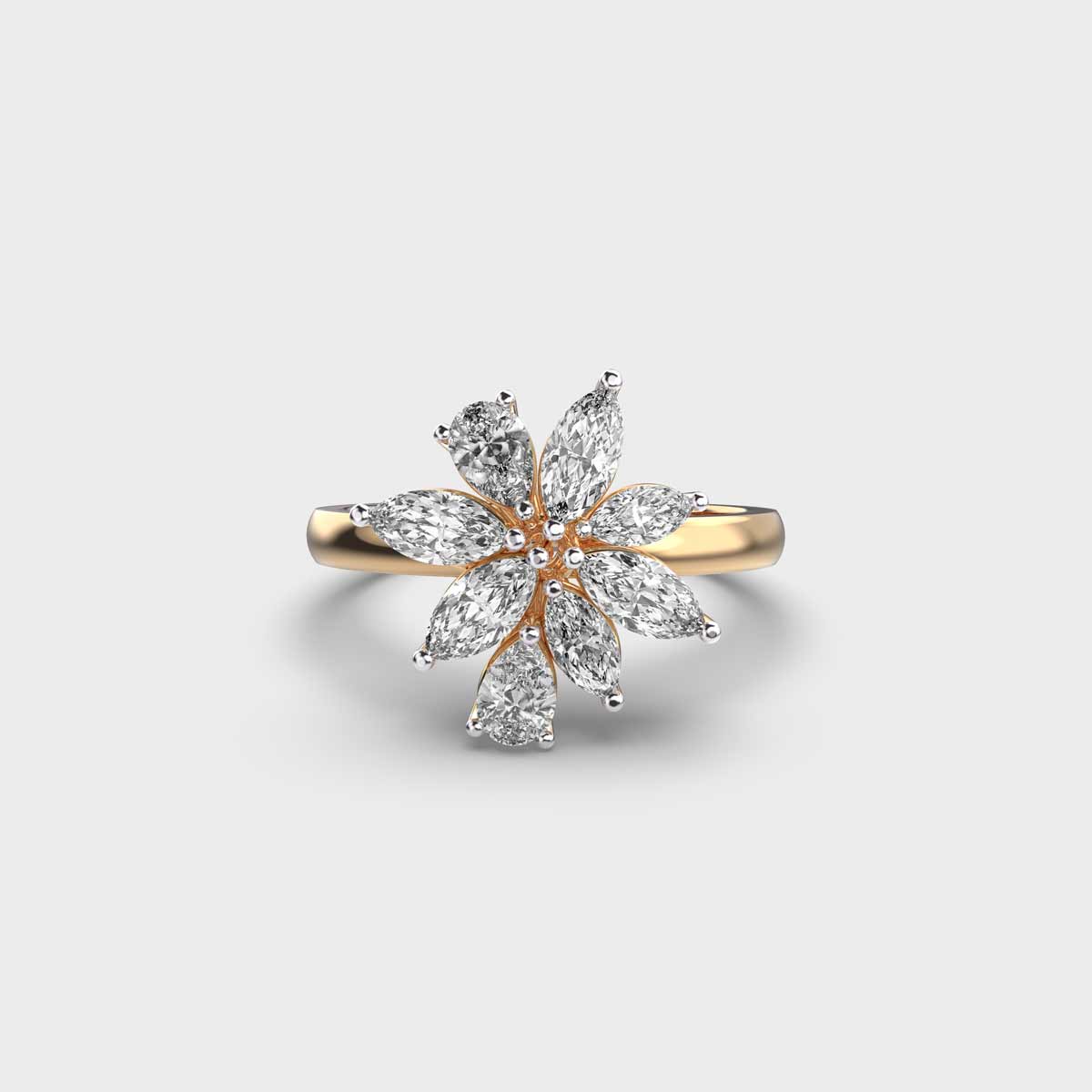 Cluster Marquise and Pear Diamond Ring