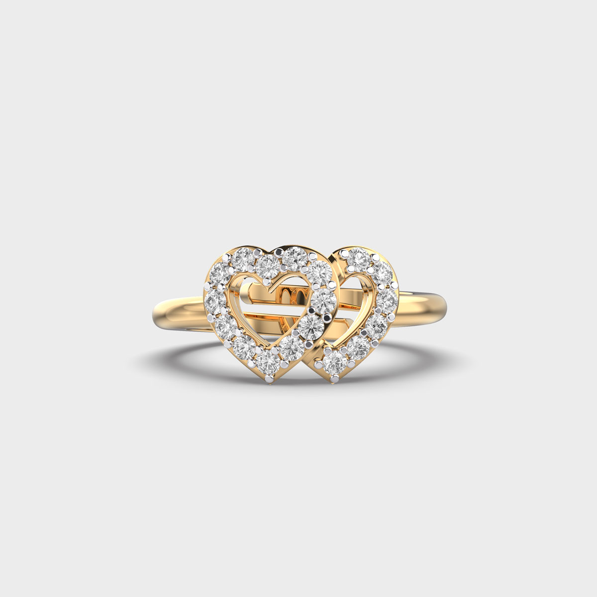 United Valentine Hearts Diamond Ring