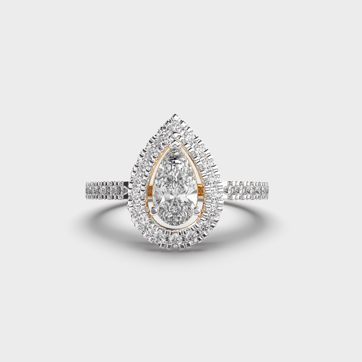 Elegant Halo Pear Cut Diamond Ring