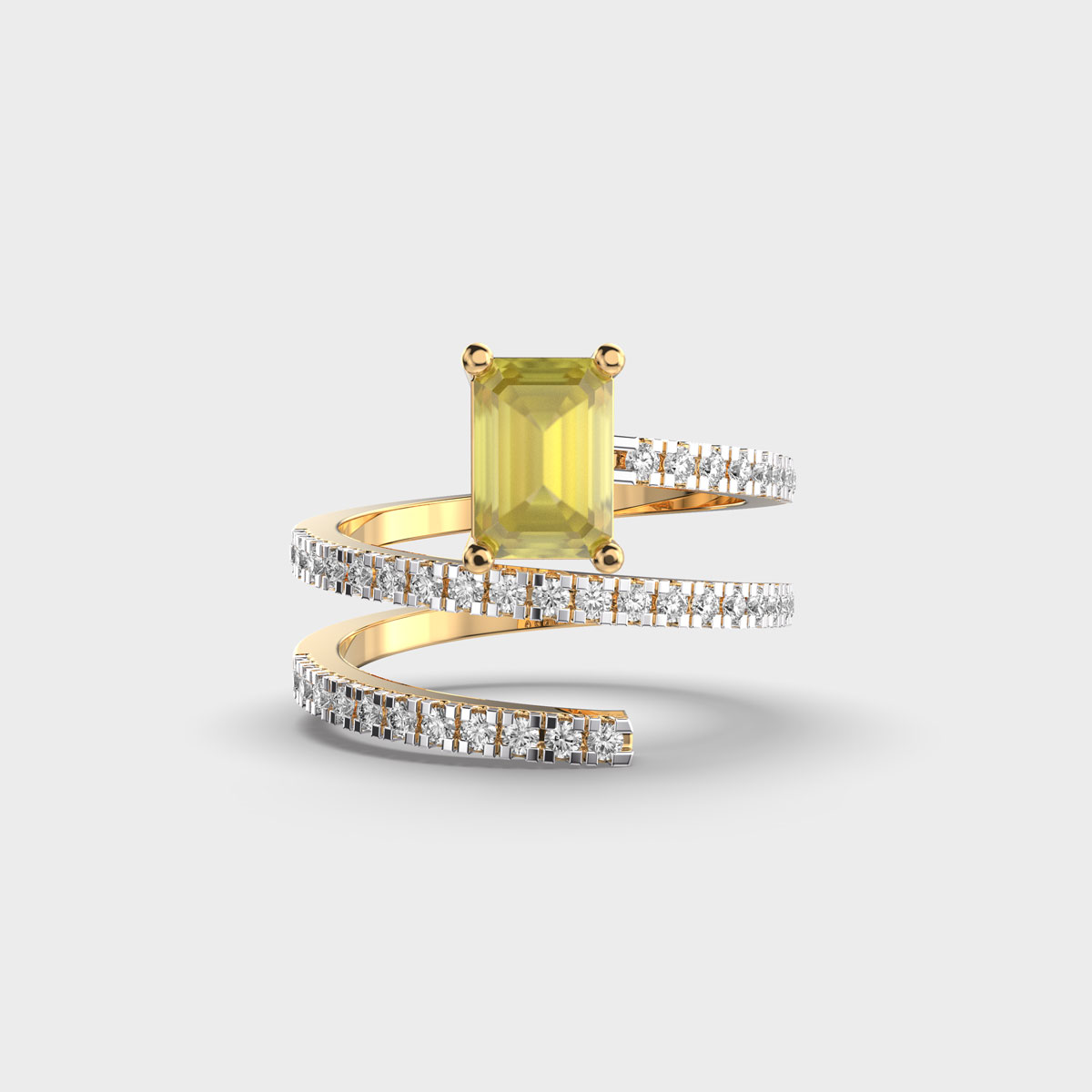 Sunflower Charm Yellow Stone Diamond Ring