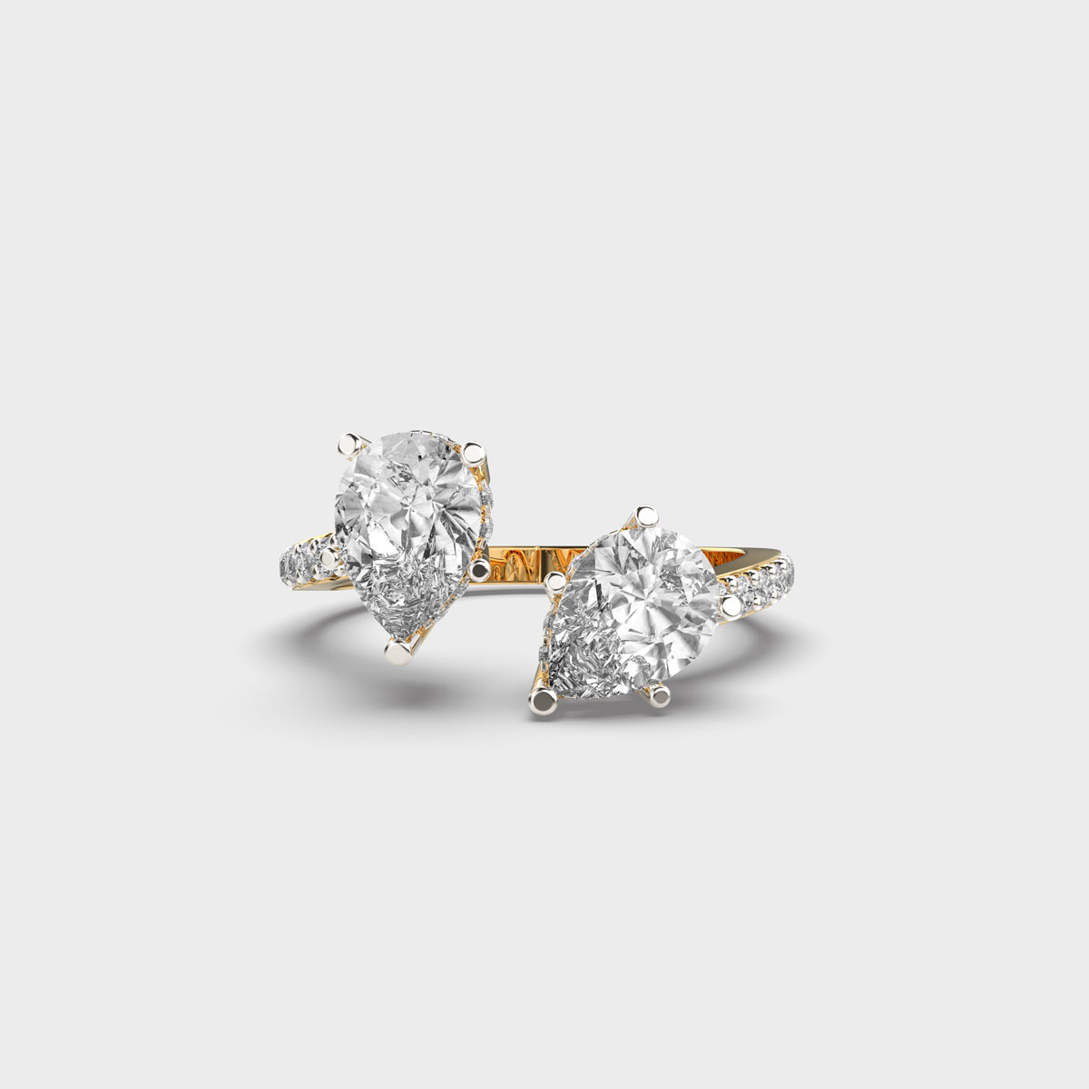 Double Drop Pear Diamond Ring