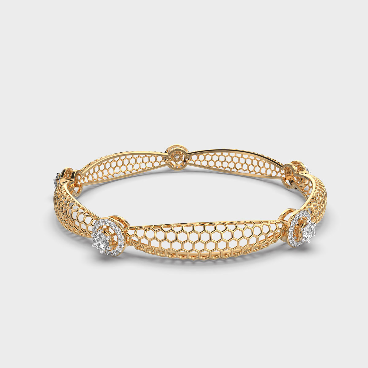 Ornate Mesh Filigree Diamond Bangle