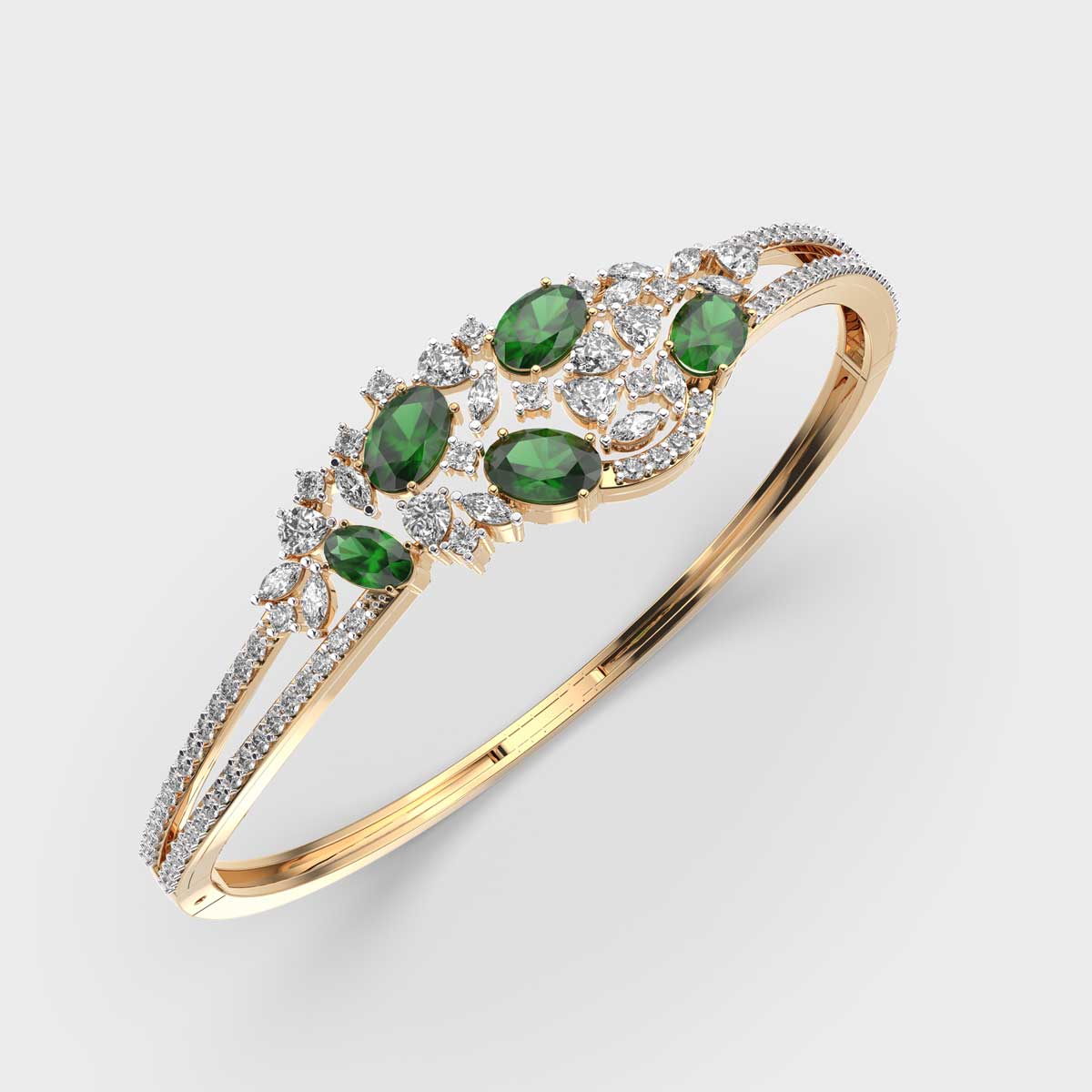 Verdant Green Gem Diamond Encrusted Bangle