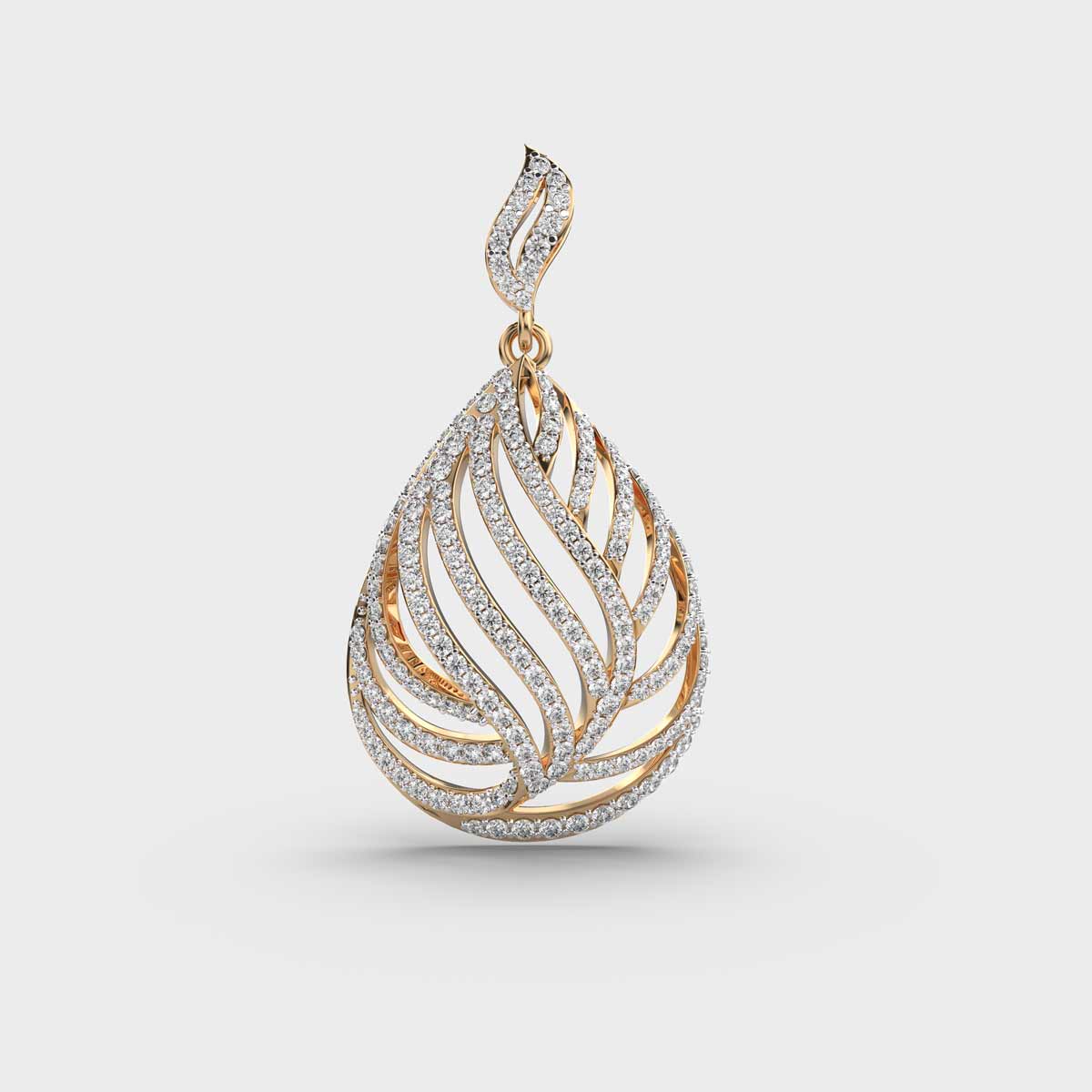Elegant Leaf Diamond Encrusted Pendant without Chain