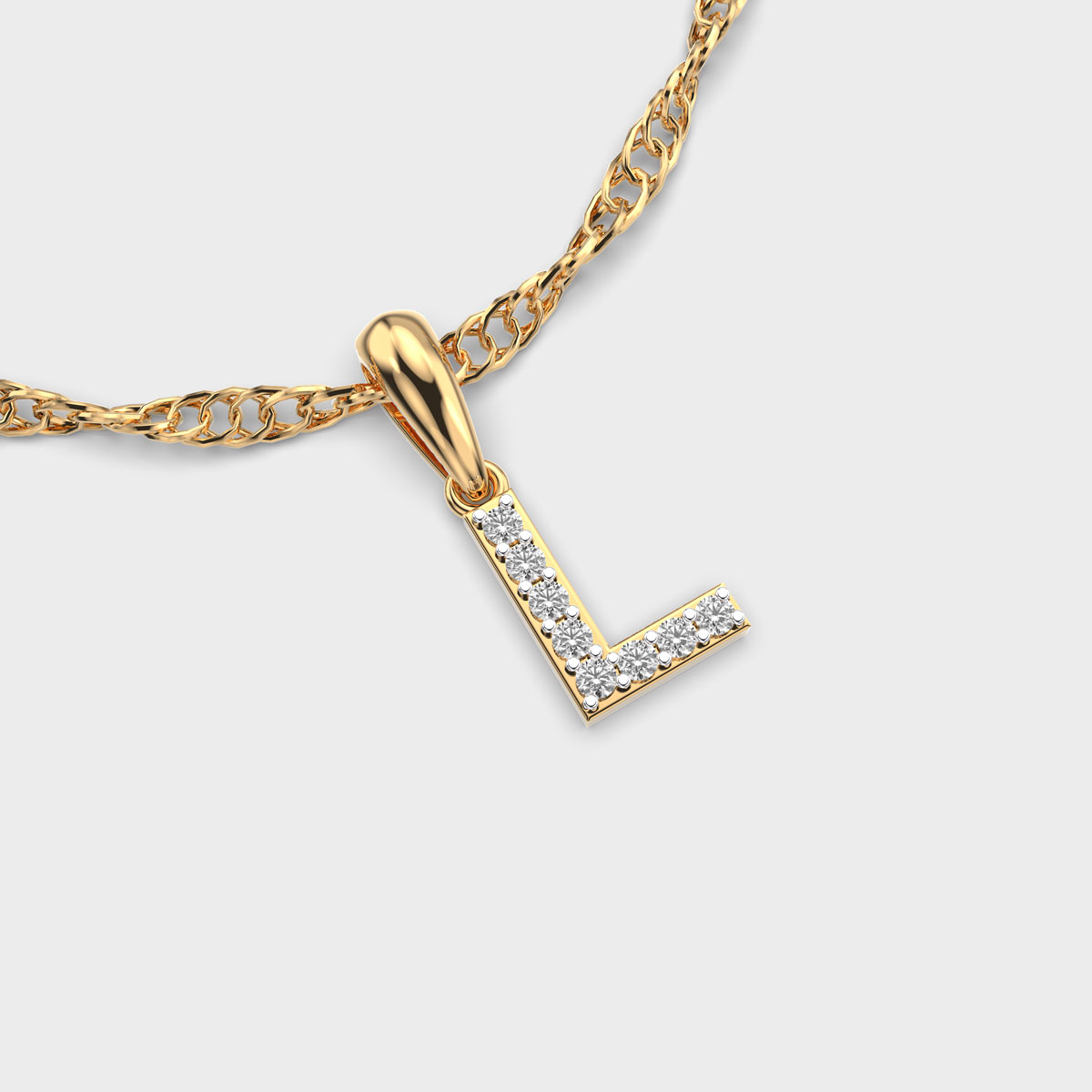 Lovely L Diamond Pendant Without Chain