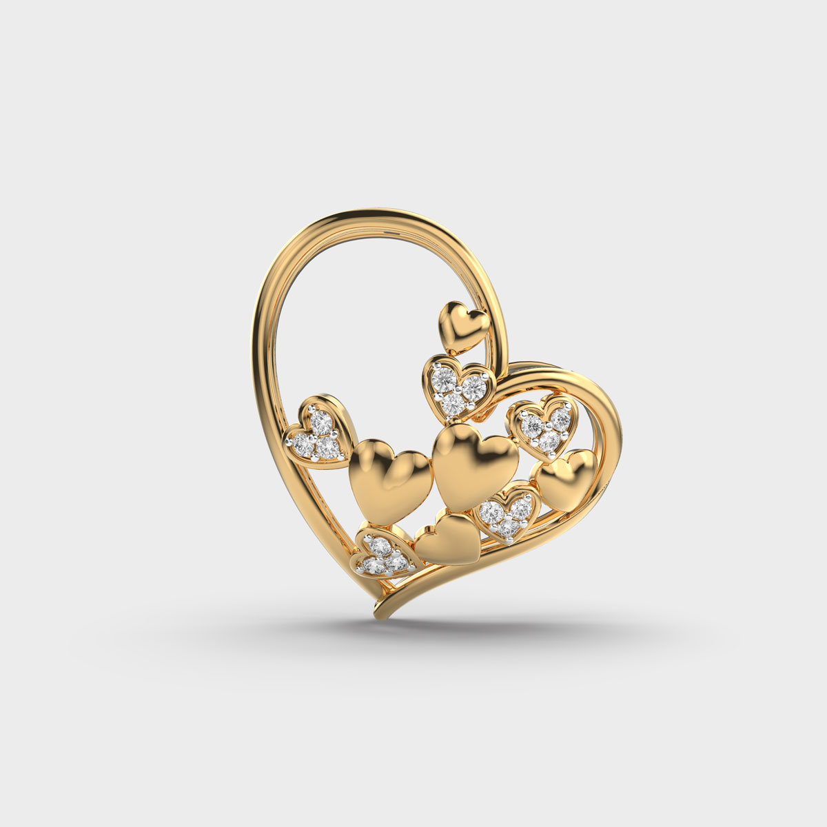 Golden Heart Cluster Pendant Without Chain