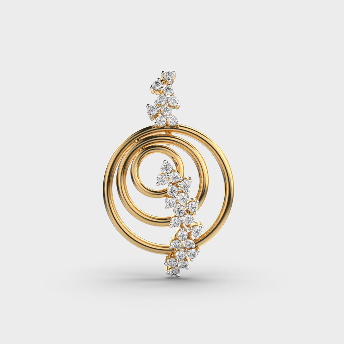 Floral Spiral Diamond Pendant Without Chain