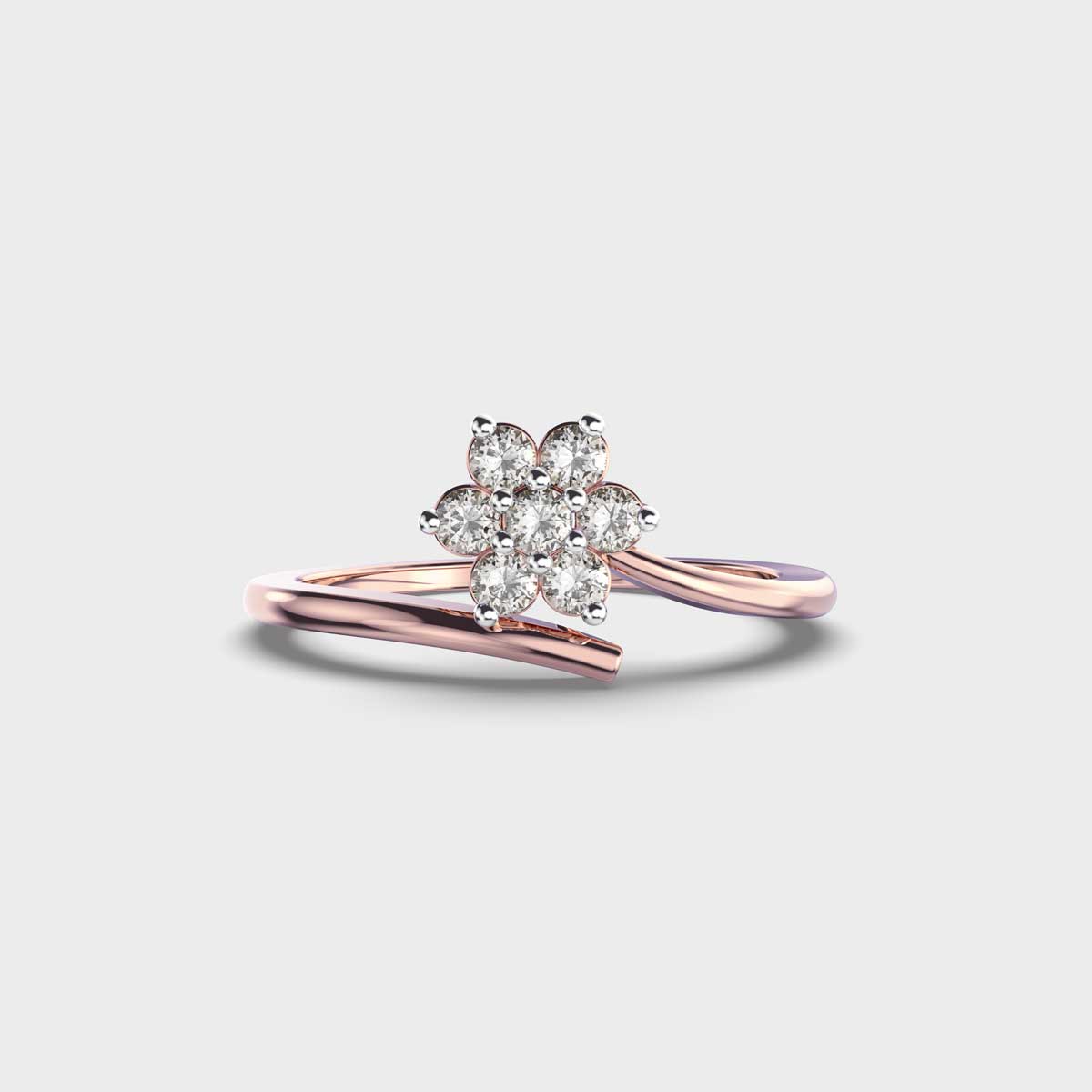 Dainty Flower and Stem Diamond Ring for Everyday