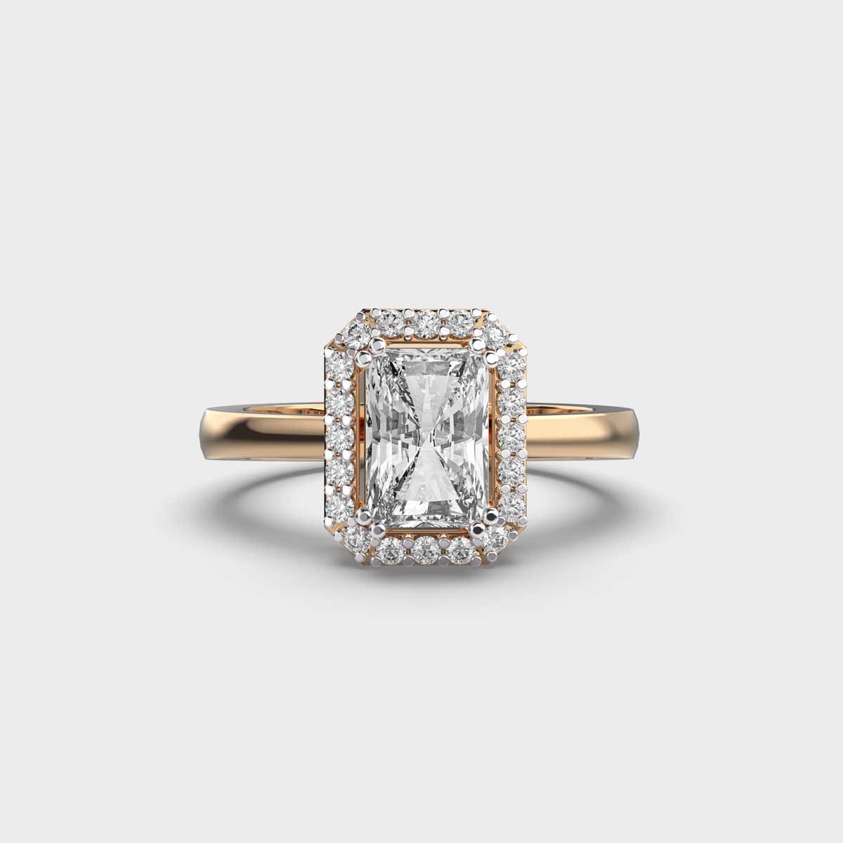 Radiant Solitaire Diamond with Halo Ring