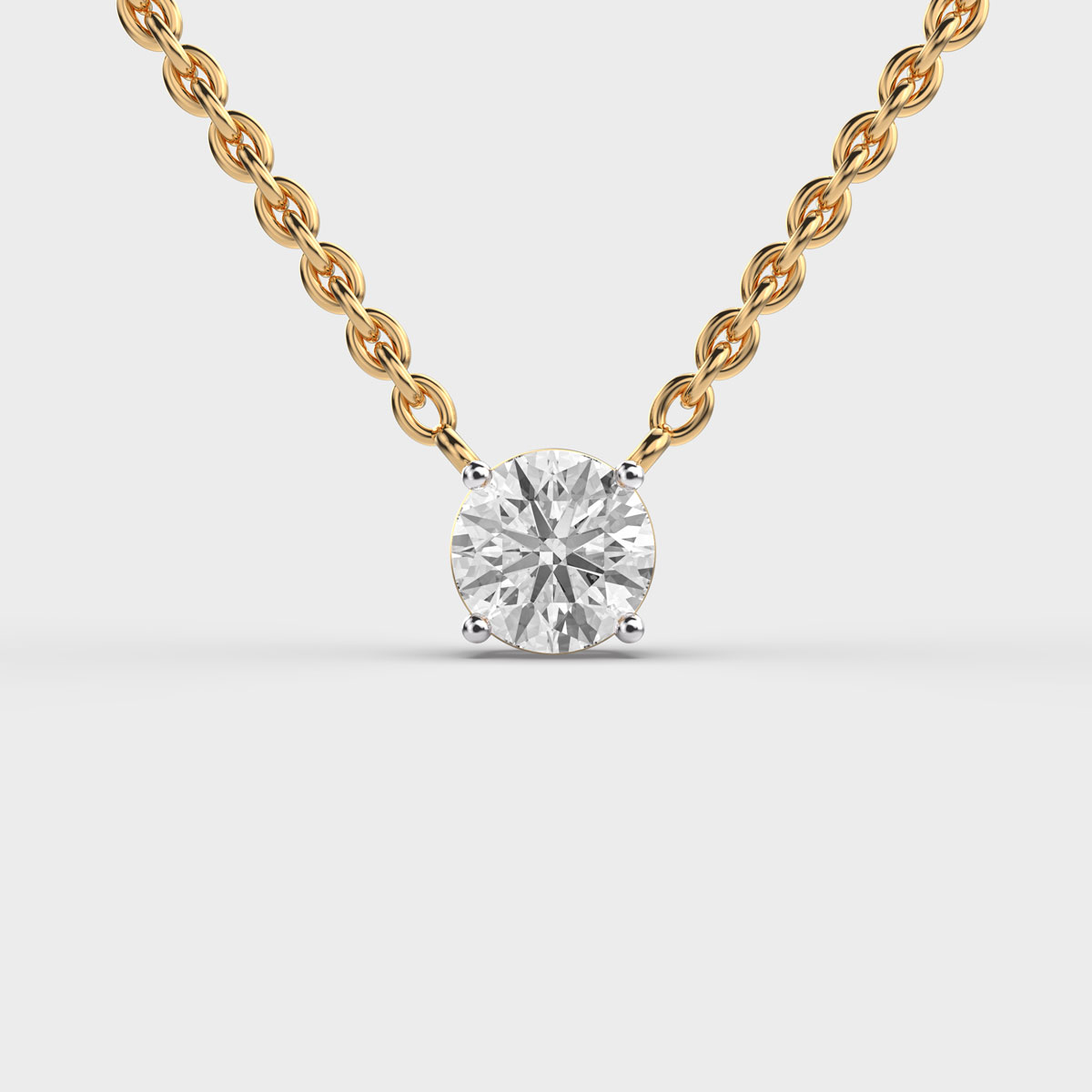 Serene Aeterna Round Diamond Solitaire Link Pendant(With Chain)
