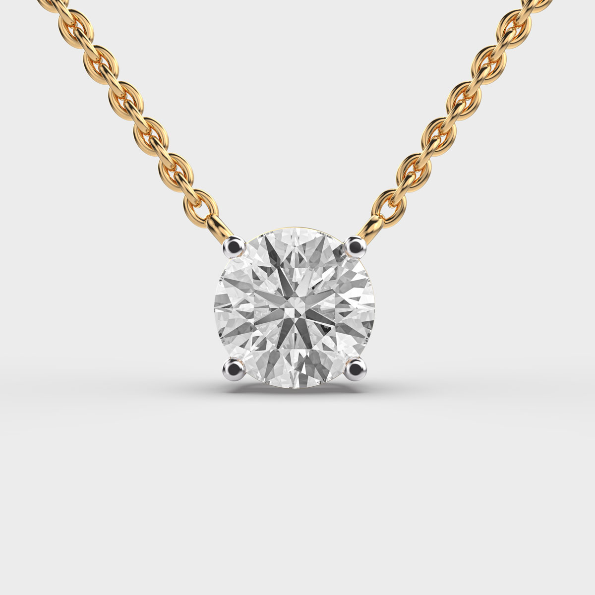 Circum Cira Round Cut Diamond Solitaire Link Pendant(With Chain)