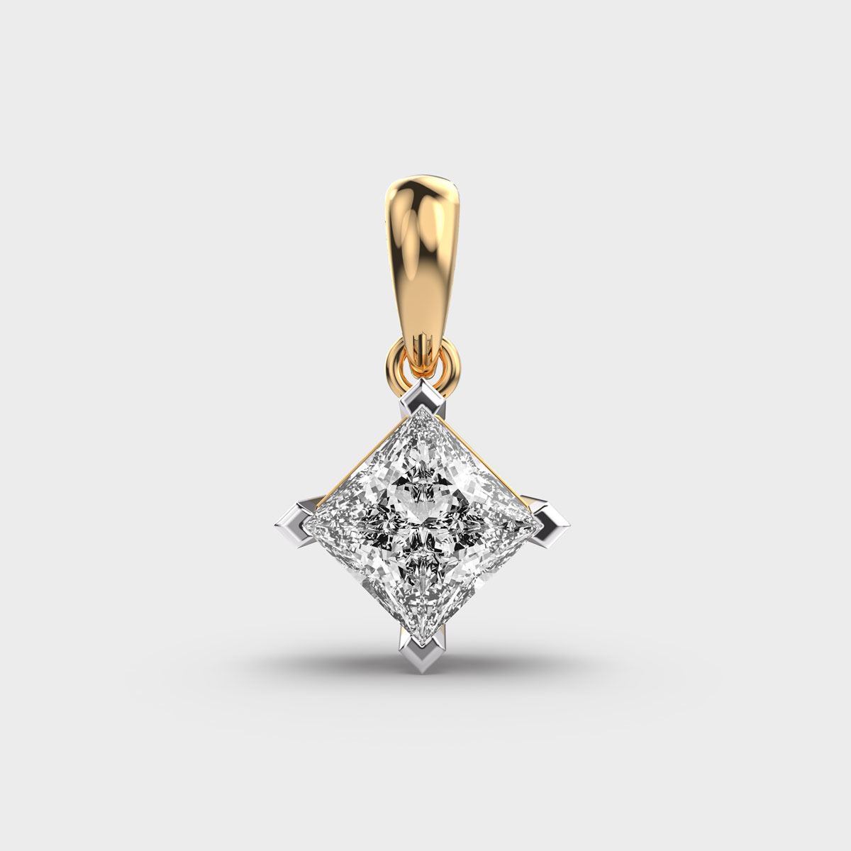Princess Cut Diamond Callista Solitaire Pendant Without Chain