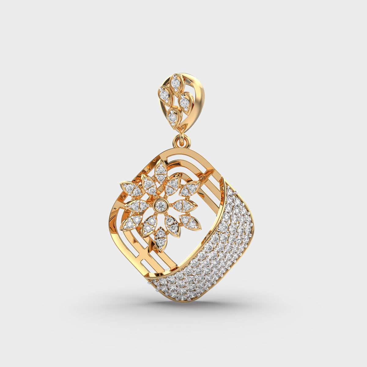 Radiant Blossom Diamond Pendant Without Chain