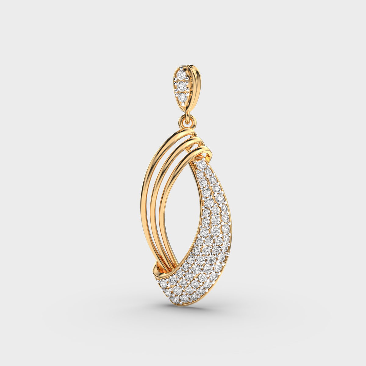 Elegant Curved Ray Diamond Pendant