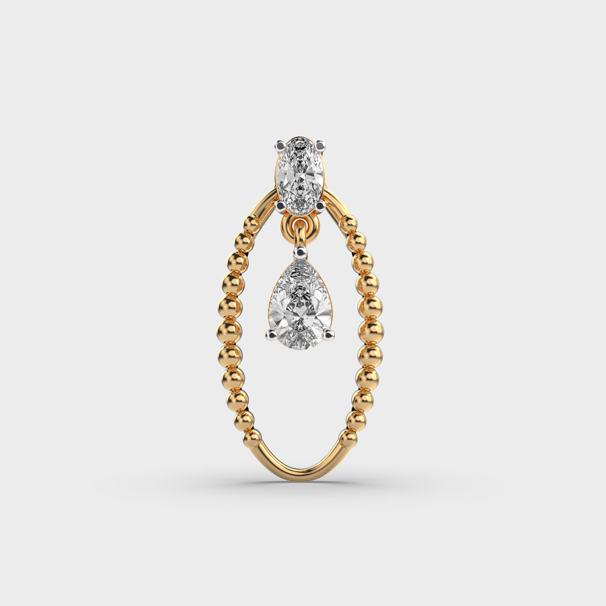 Oval Is Elegant Beaded Diamond Pendant Without Chain