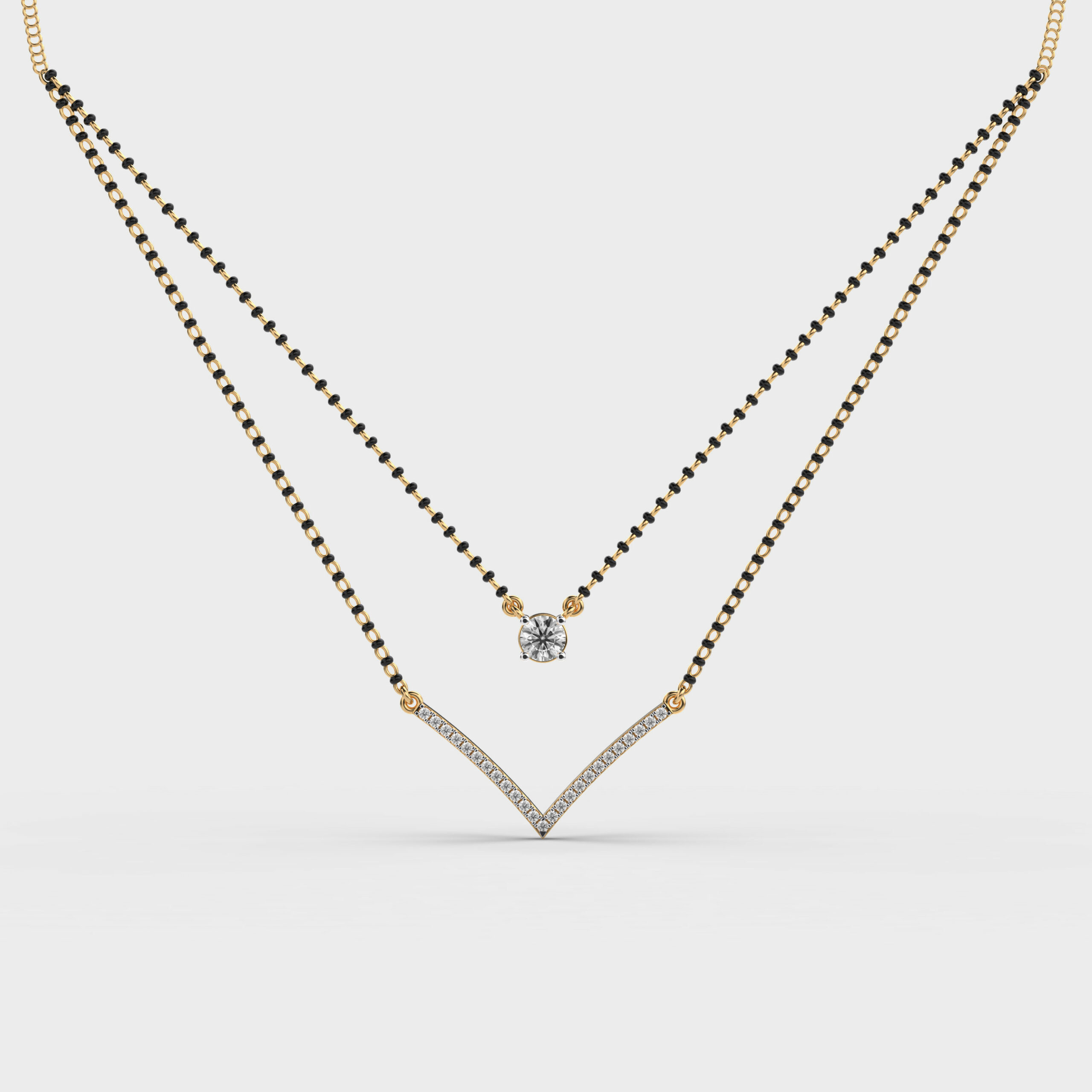 Elegant Double Chain Diamond Mangalsutra