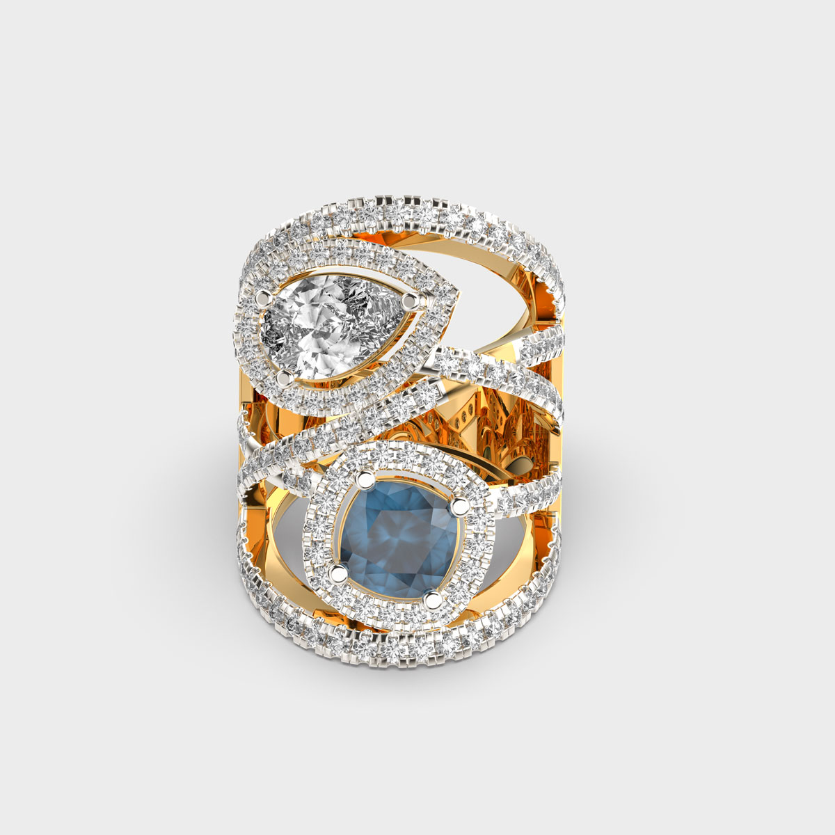 Mystic Glimmer Peacock Blue Diamond Ring