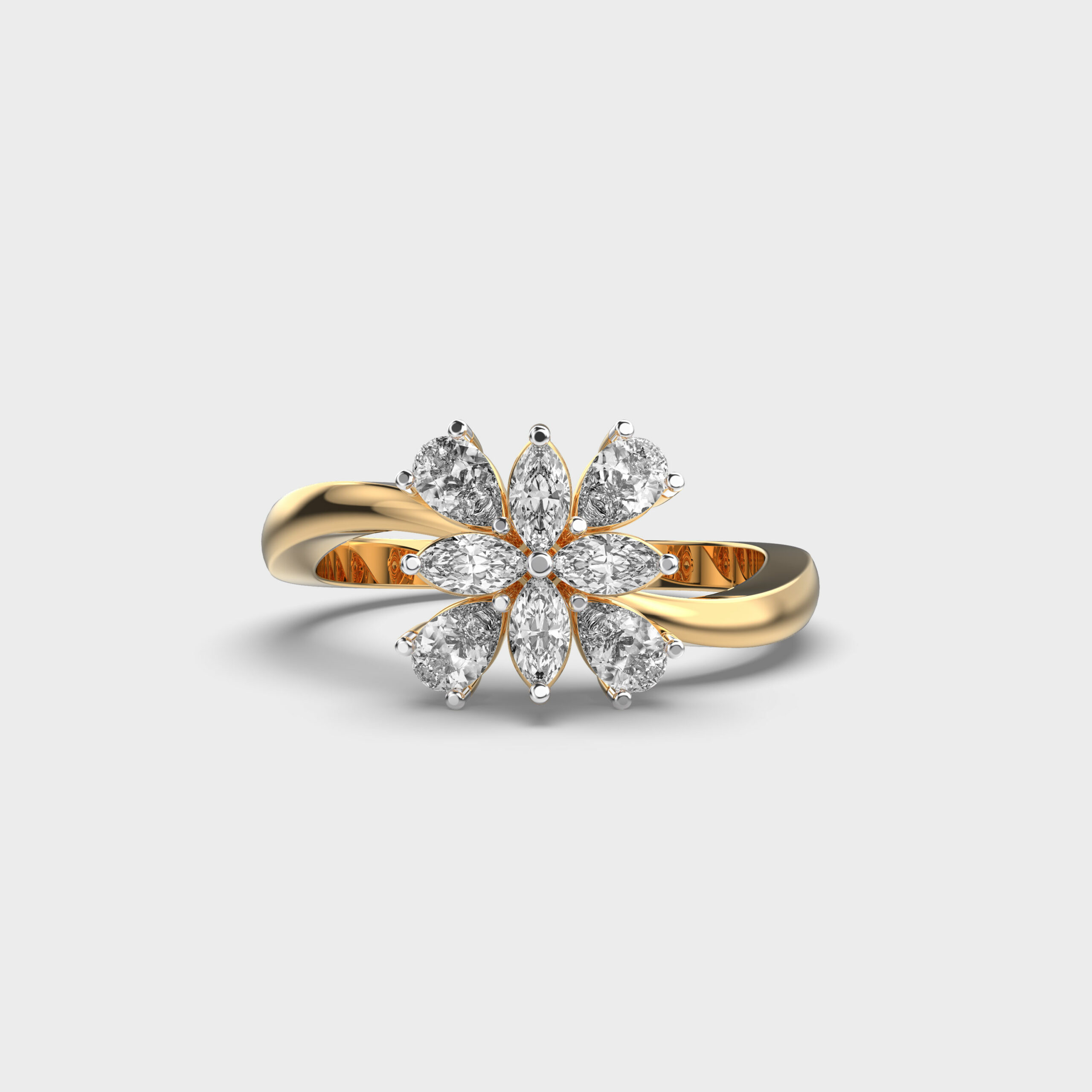 Peony Flower Promise Diamond Ring