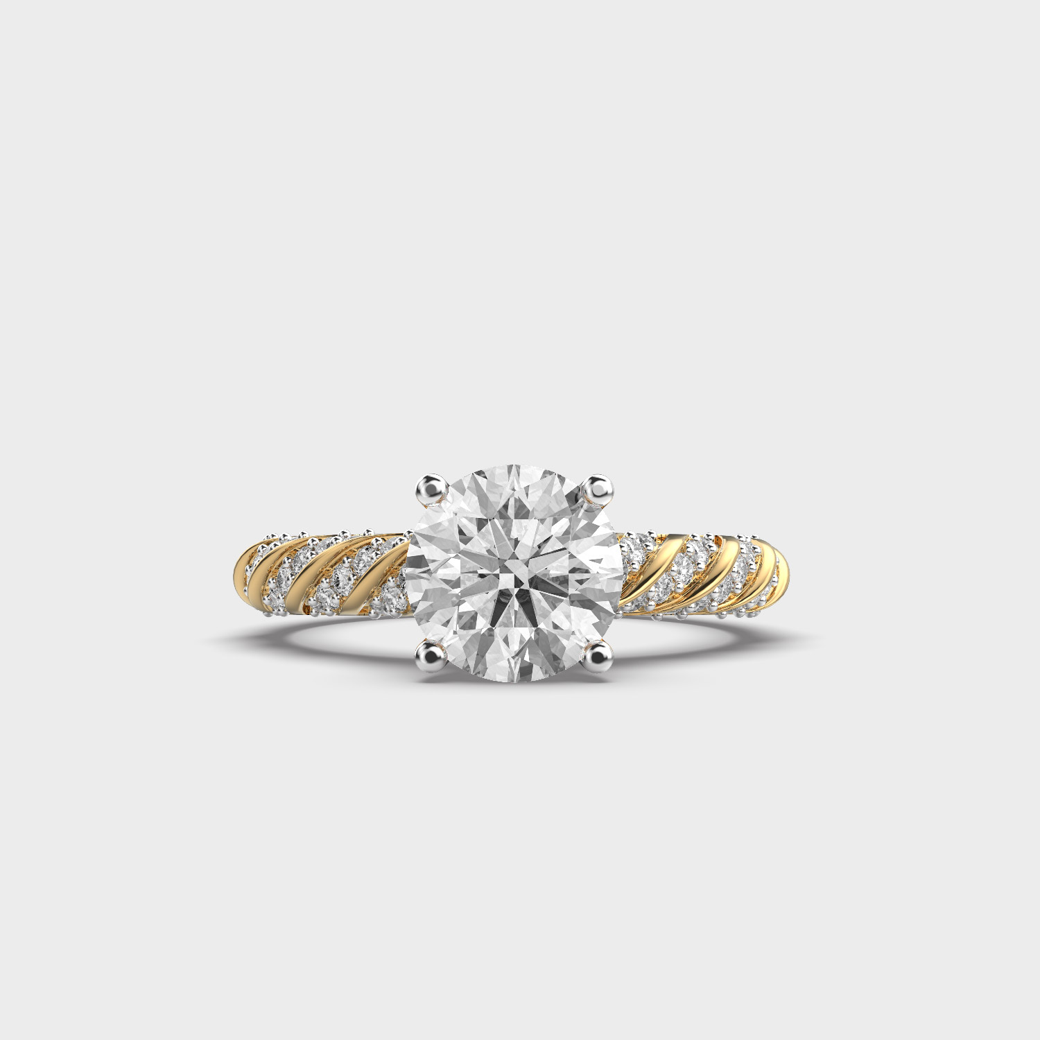 Round Ribbon Shared Diamond Ring