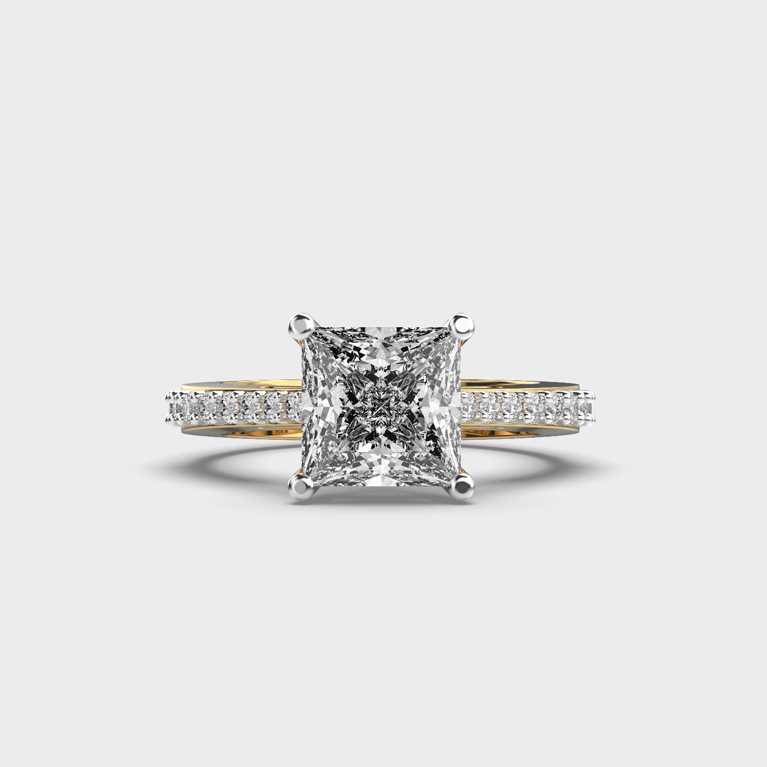 Cathedral Tapered Princess Cut Solitaire Diamond Ring