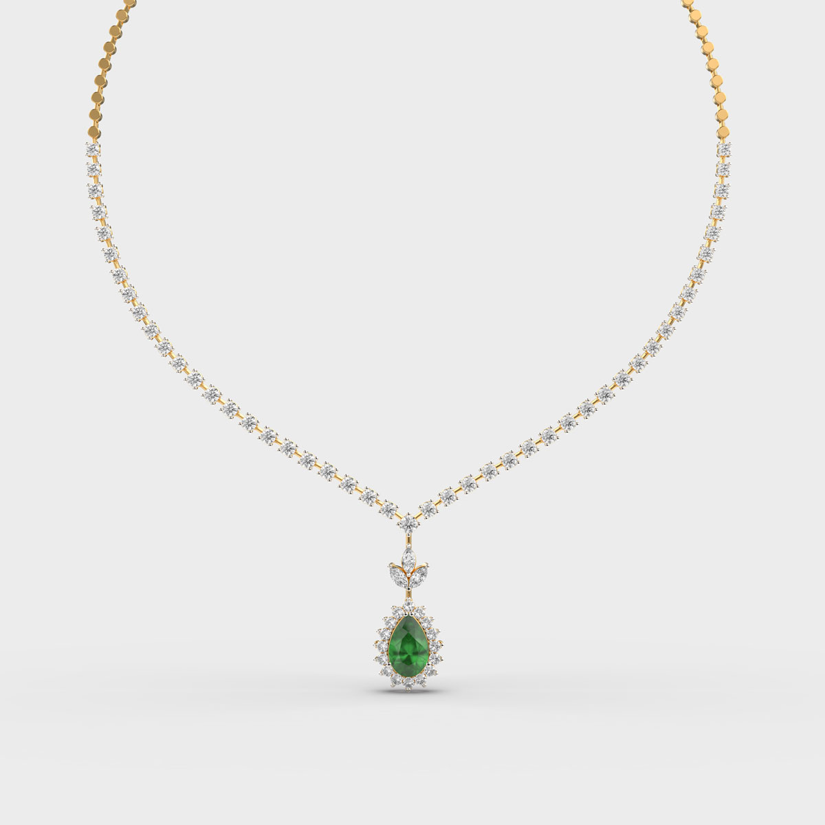 Liberty Green Stone Marquise Diamond Necklace