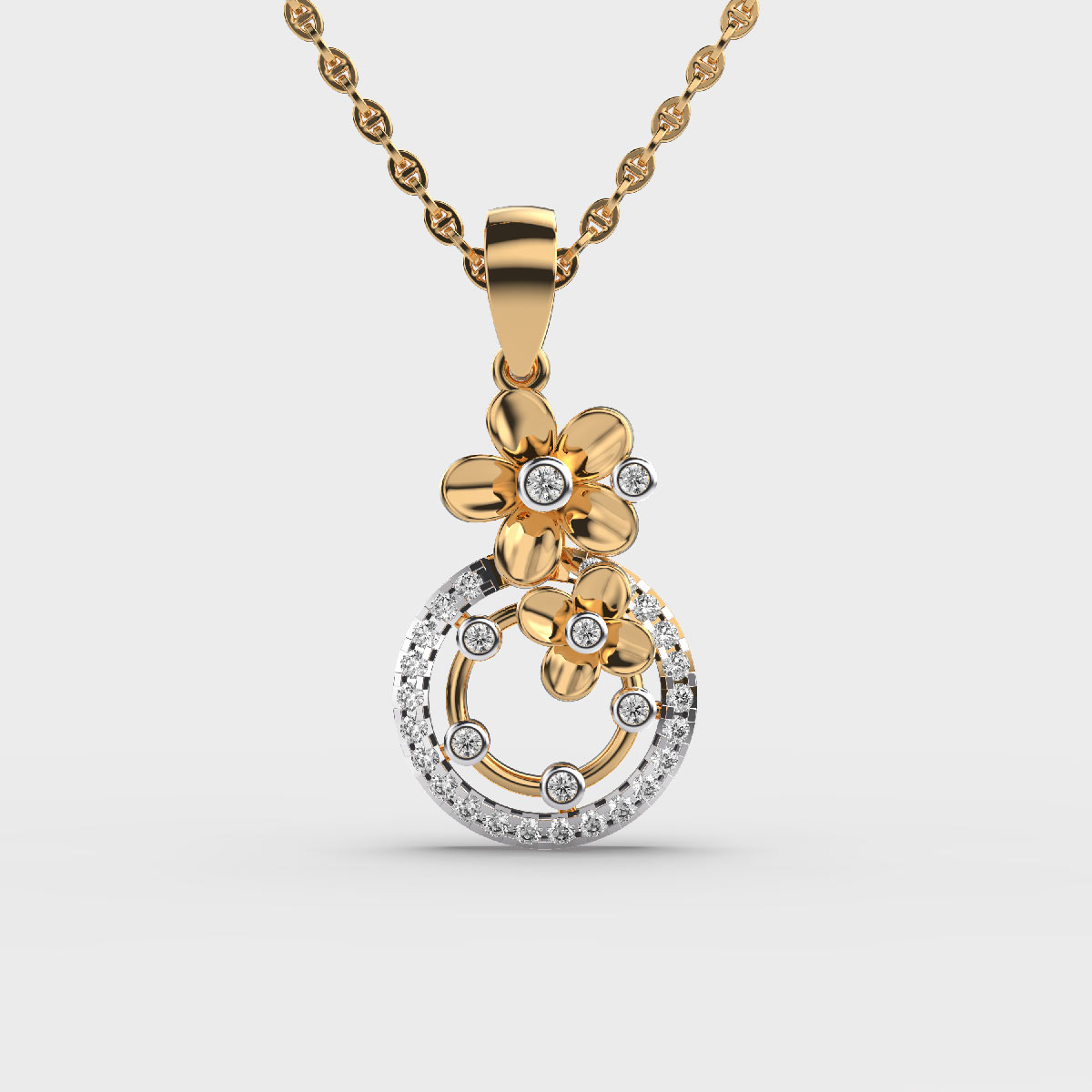 Bloommist Oval Diamond Pendant Without Chain