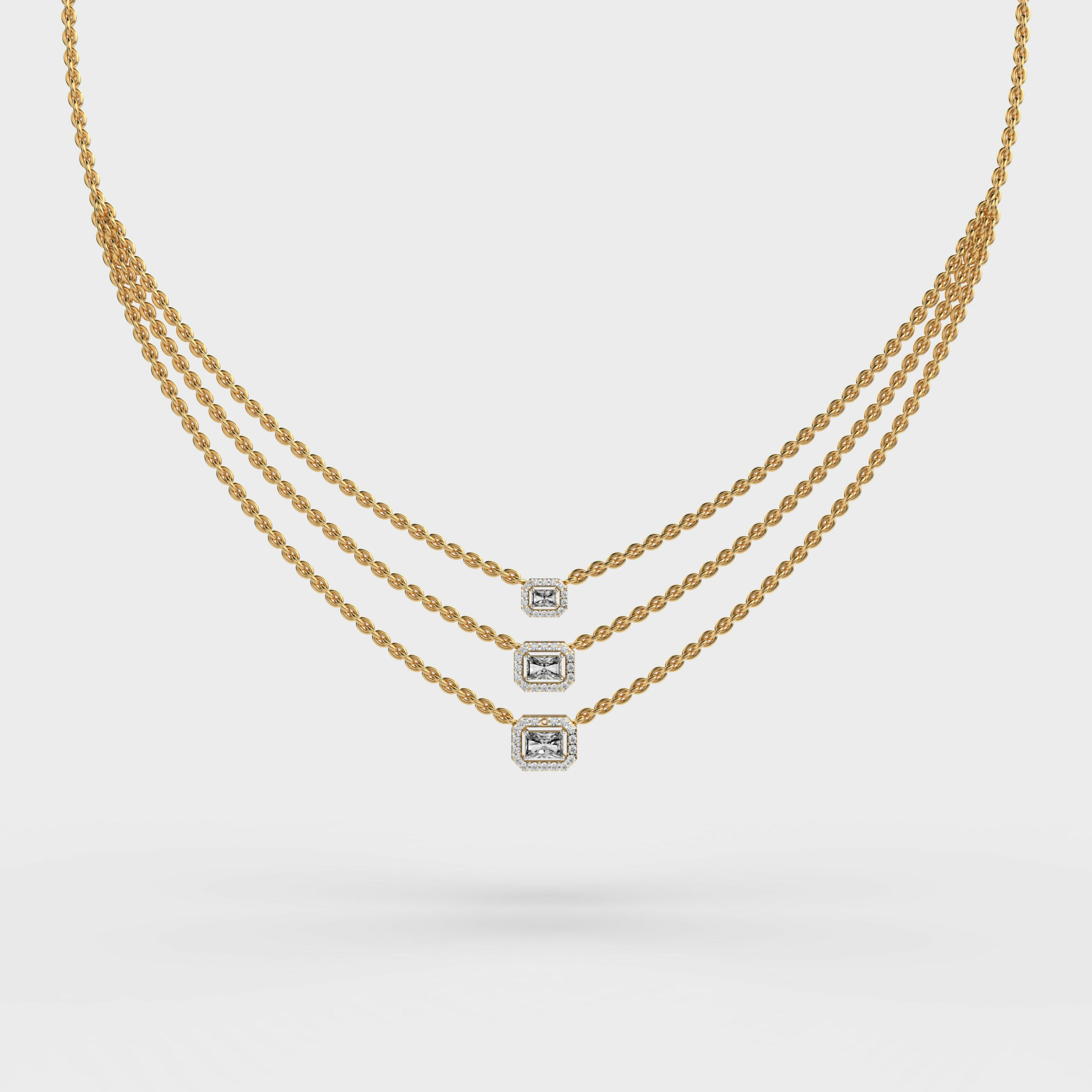 Three Layered Chic Diamond Necklace