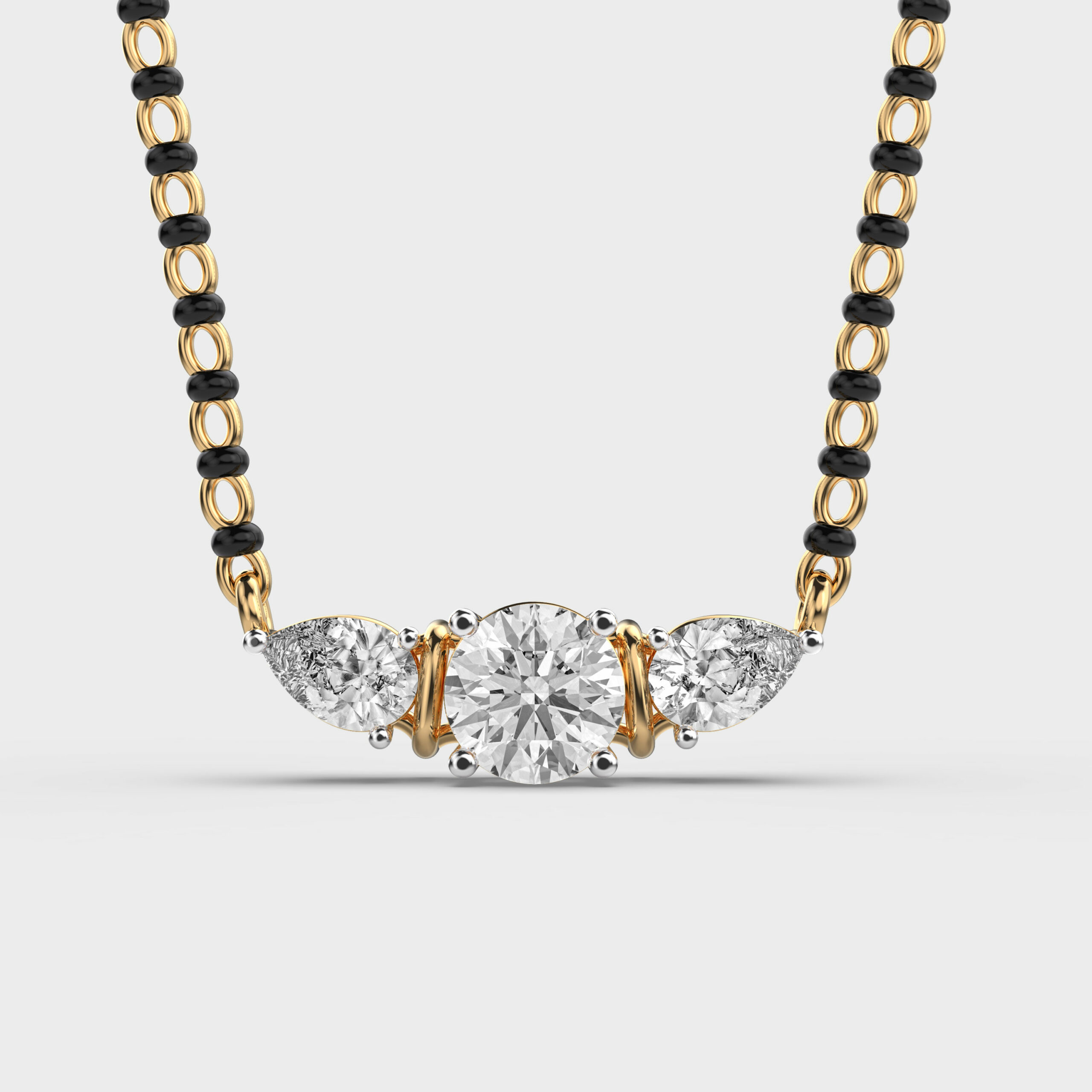 Triple Power Diamond Mangalsutra With Chain