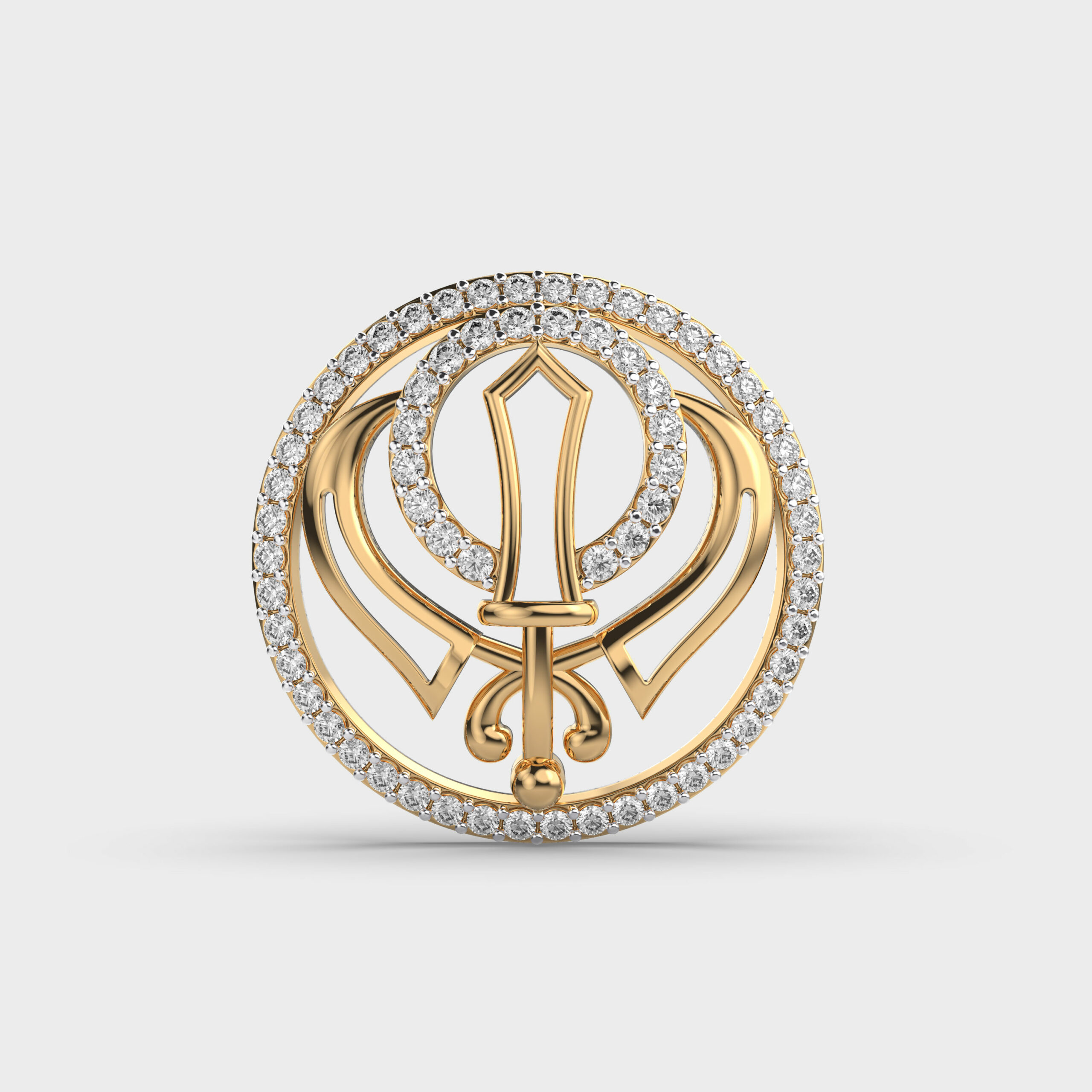 Religious Khanda Diamond Pendant Without Chain
