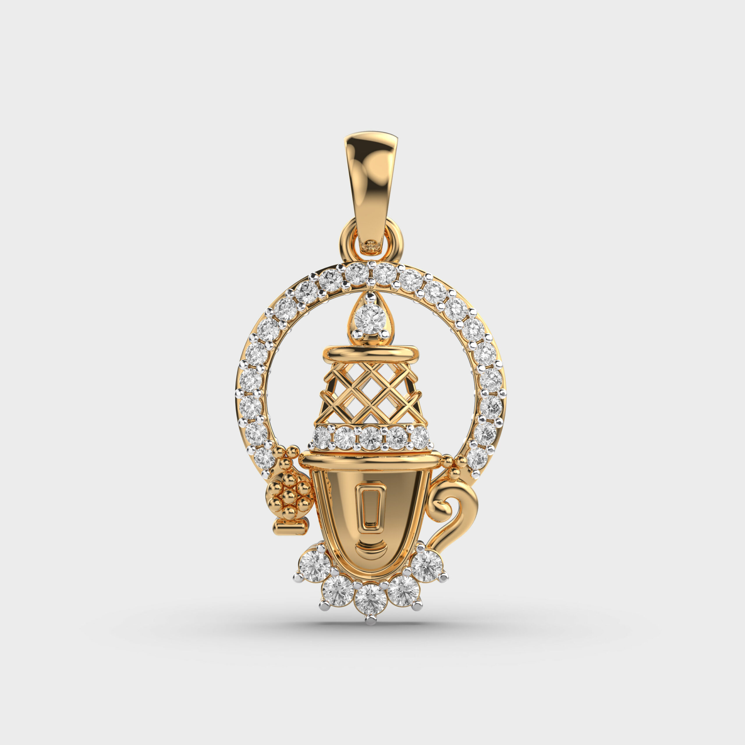 Divine Shankh Diamond Pendant Without Chain