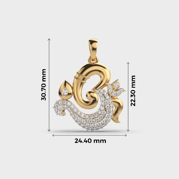 Om Style Ganesha Diamond Pendant Without Chain