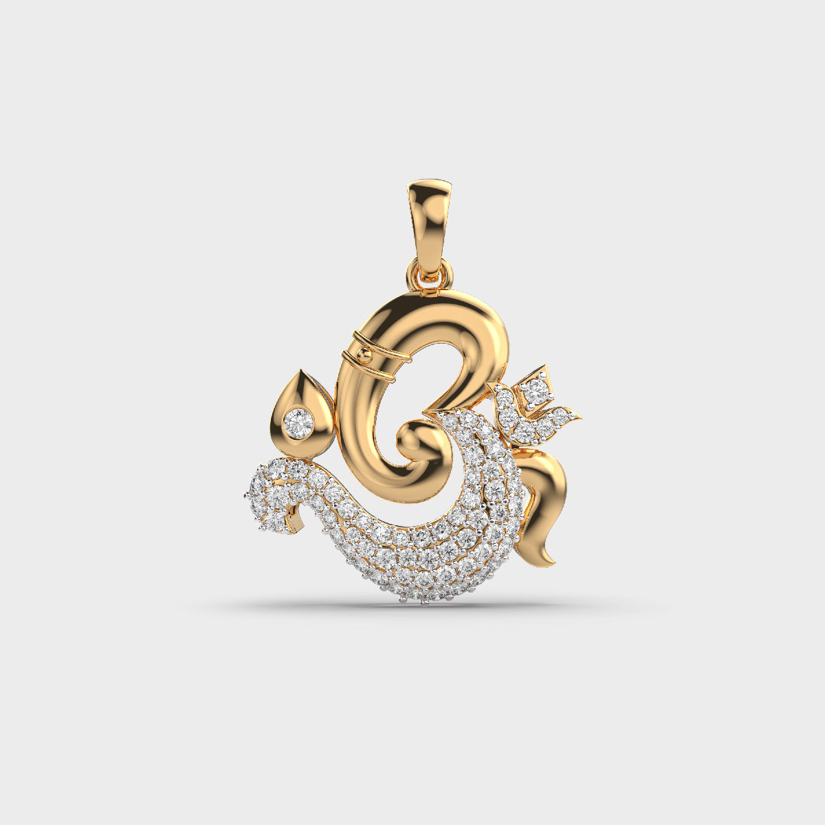 Om Style Ganesha Diamond Pendant without Chain