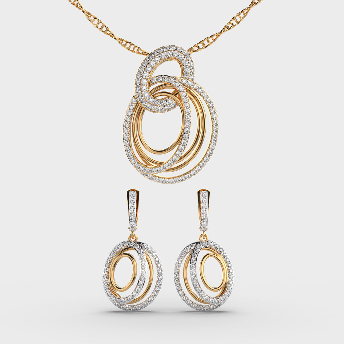 Interlinked Elegance Pendant Set