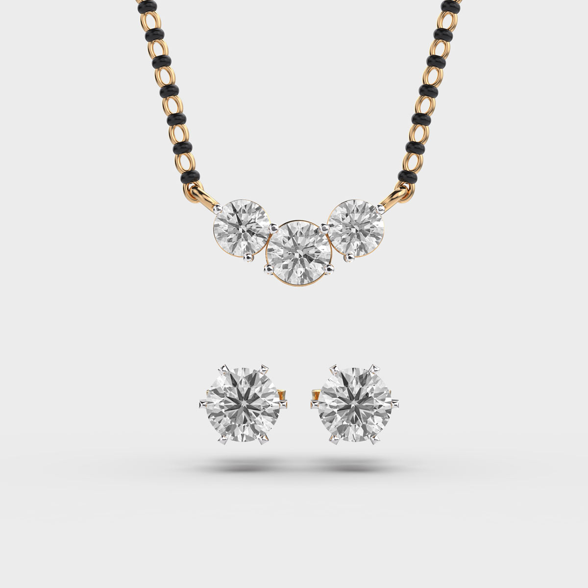 Diamond Mangalsutra with Earrings Set