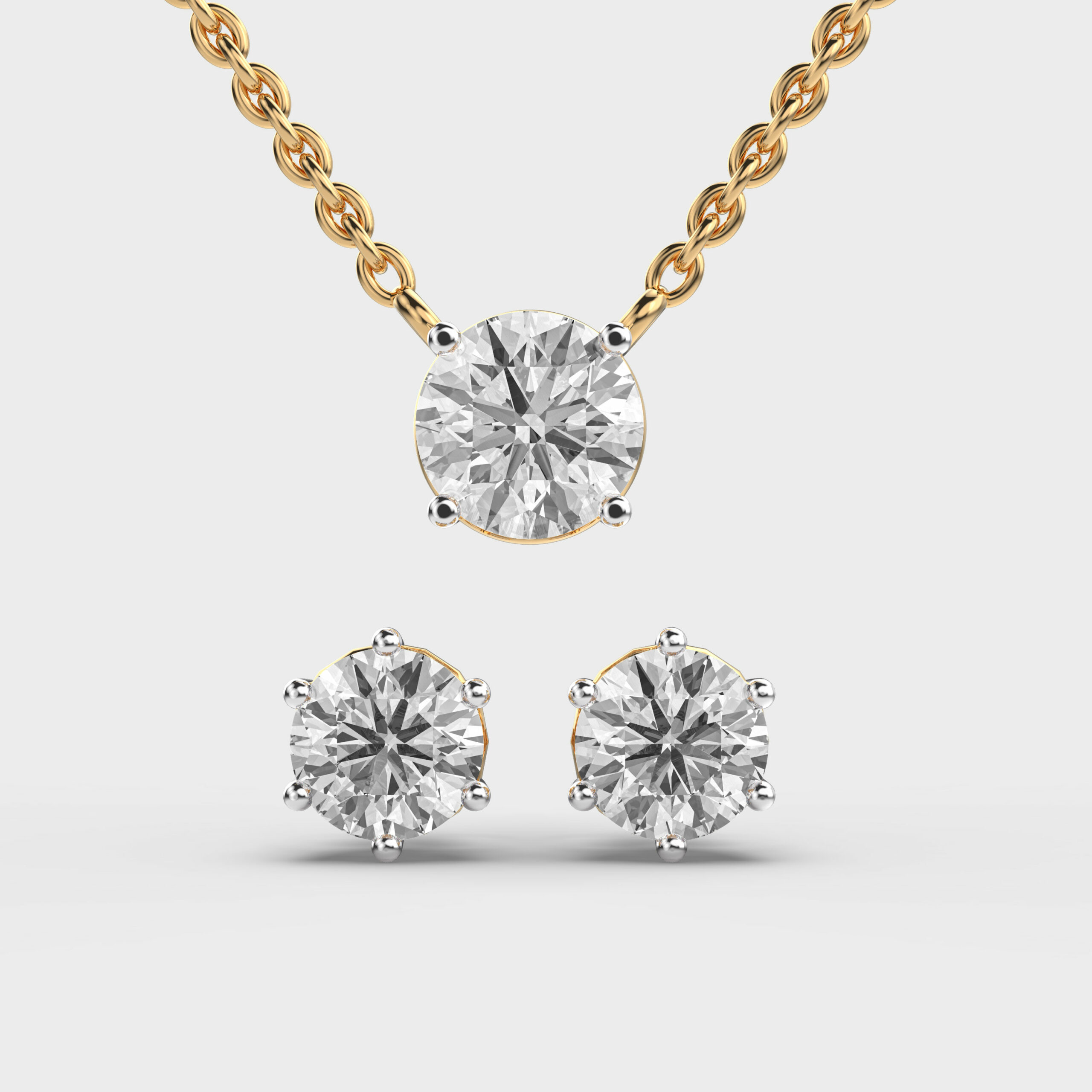 Elegant Solitaire Pendant and Earring Set