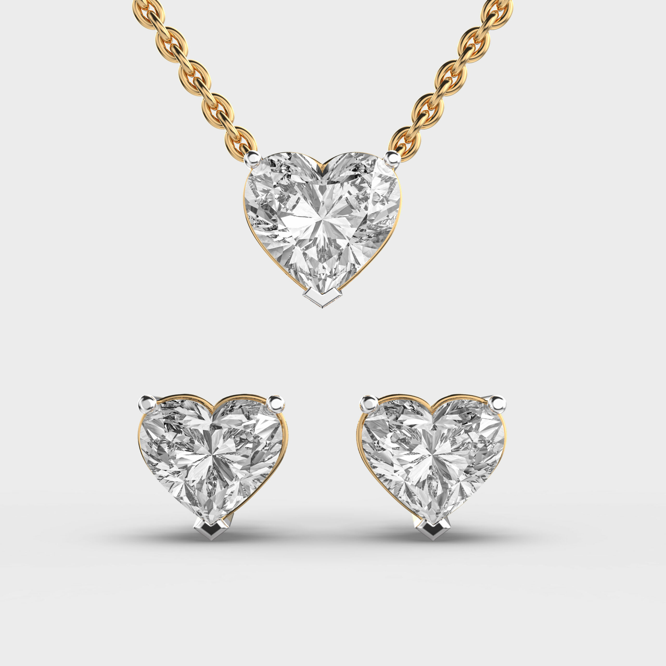 Heart Solitaire Pendant and Earring Set