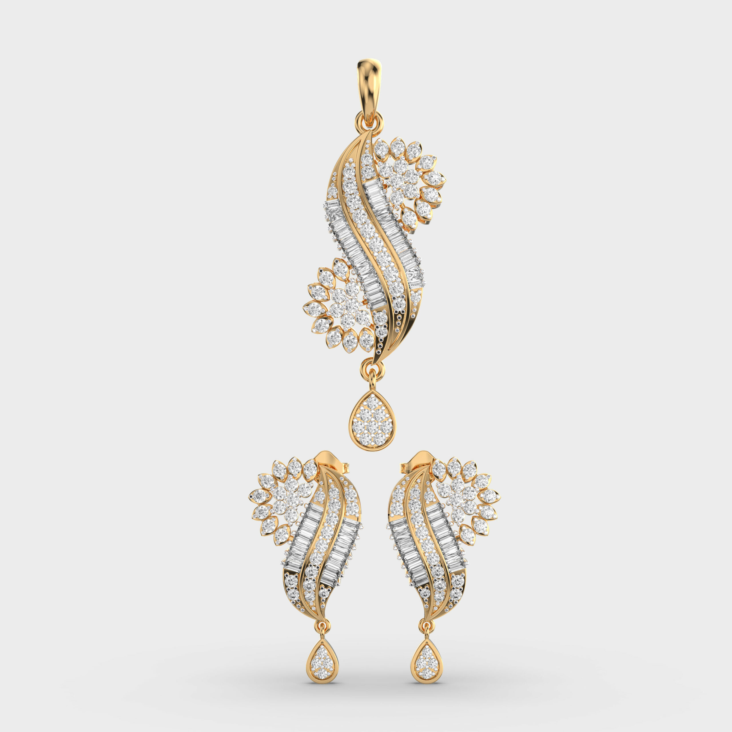 Elegant Diamond Pendant Set