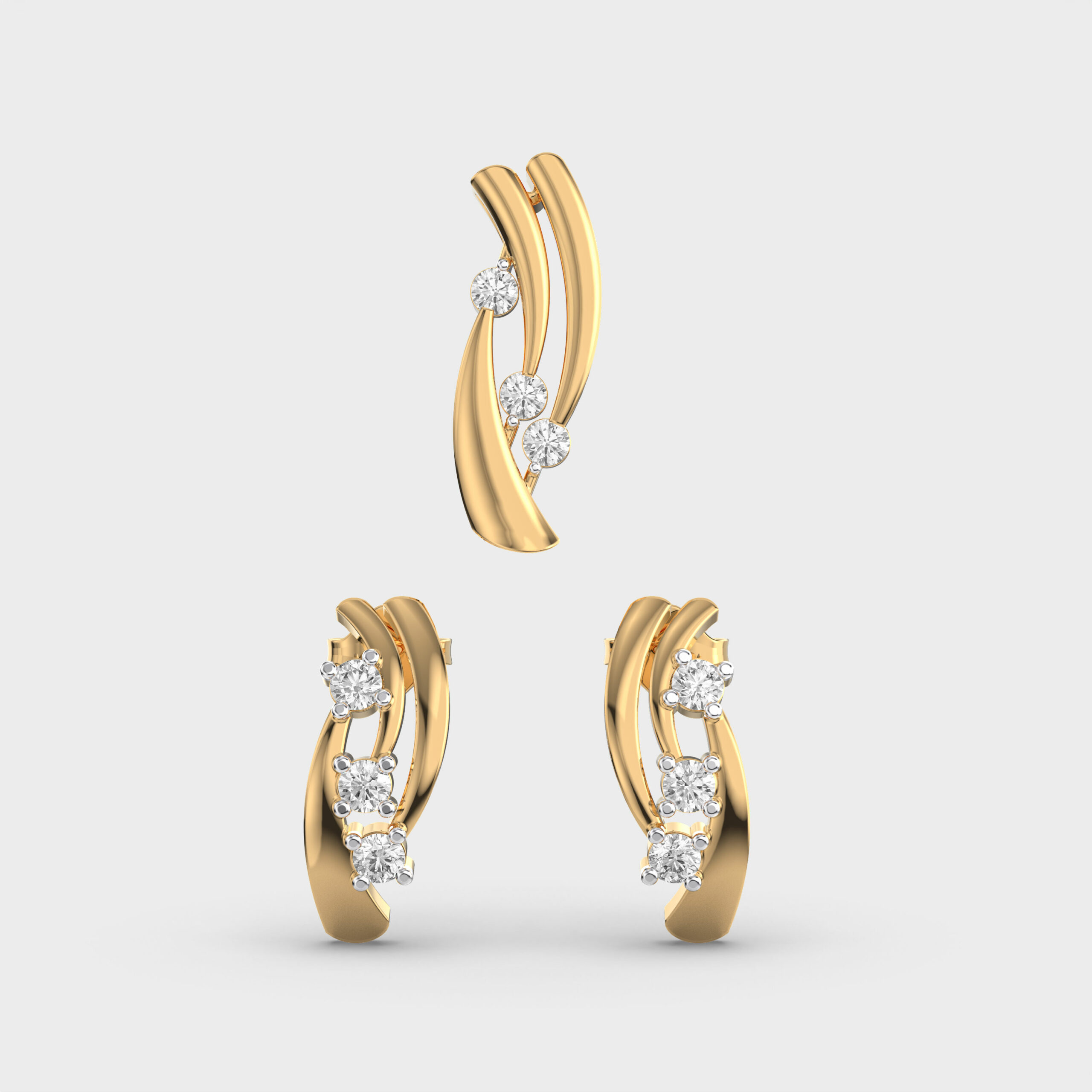 Elegance Diamond Pendant and Earring Set