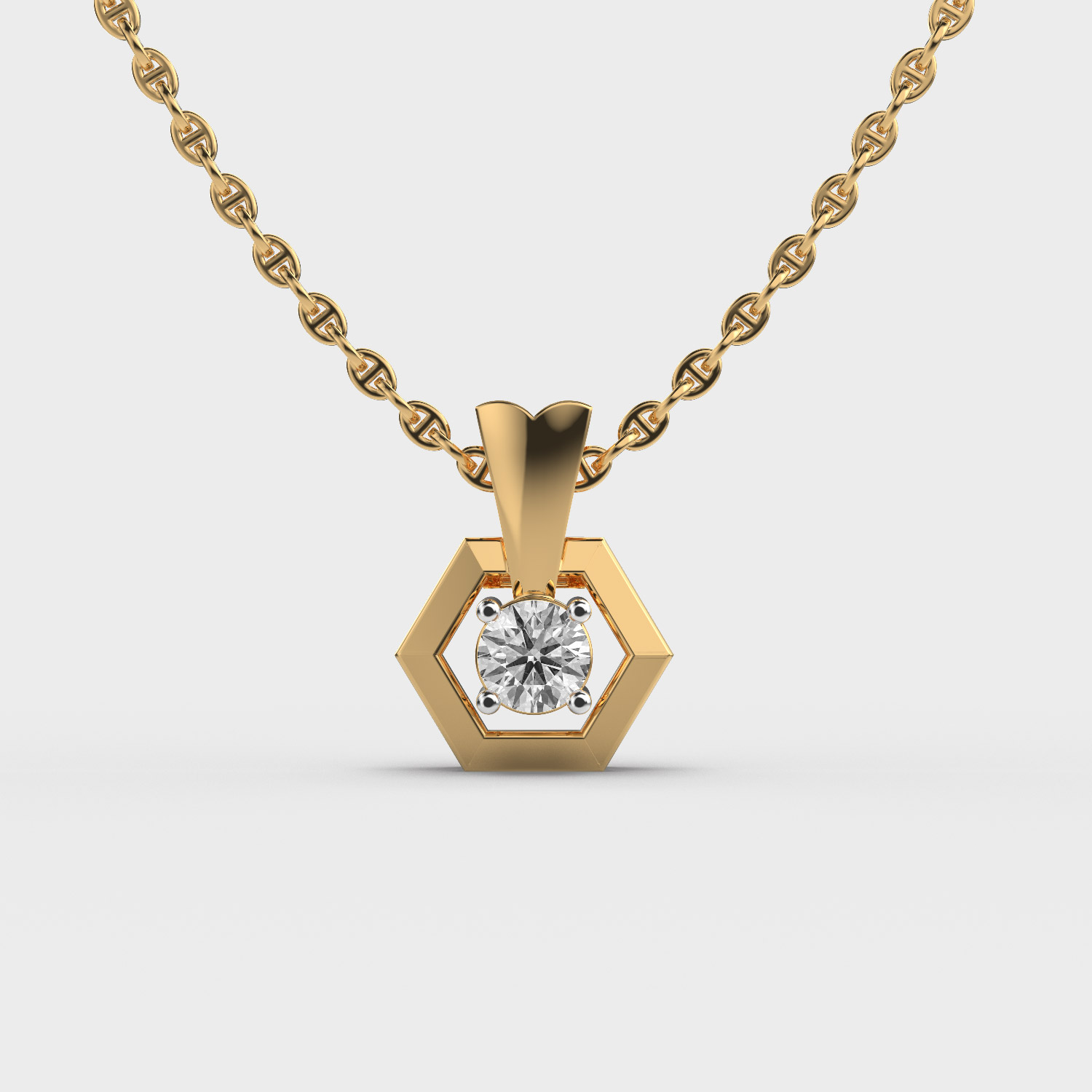 Hexagonal Treasure Diamond Pendant (Without Chain)