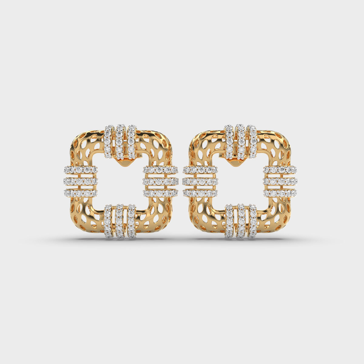 Luminous Box Channel Diamond Earrings