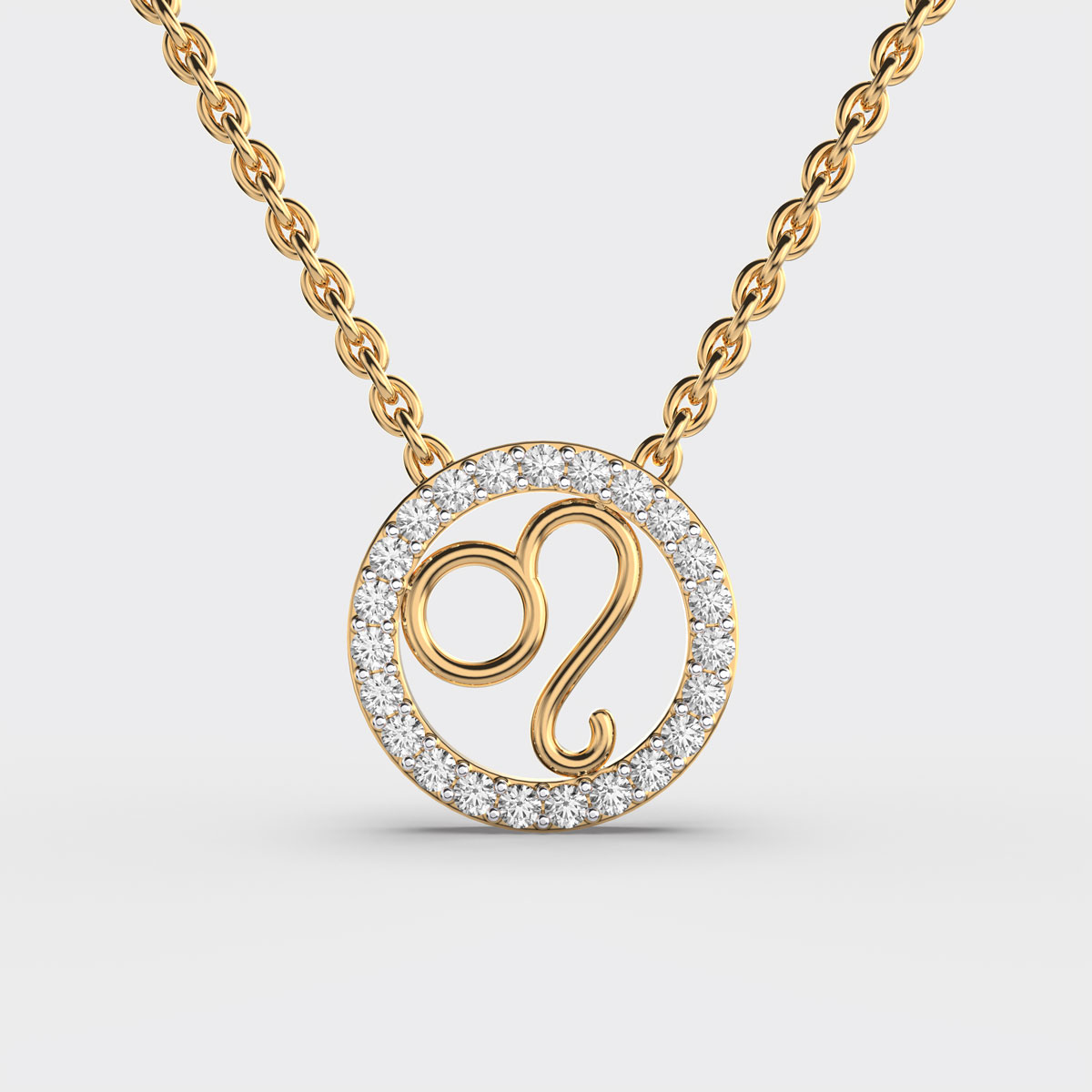 Leo Zodiac Diamond Pendant With Chain
