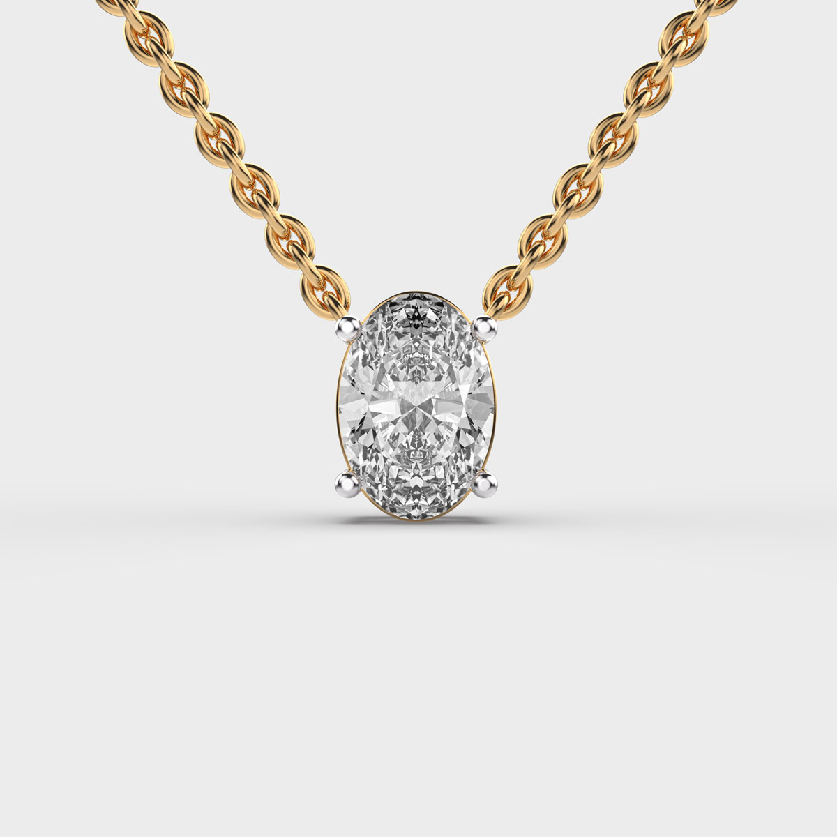 Regular Charm Oval Diamond Pendant(With Chain)