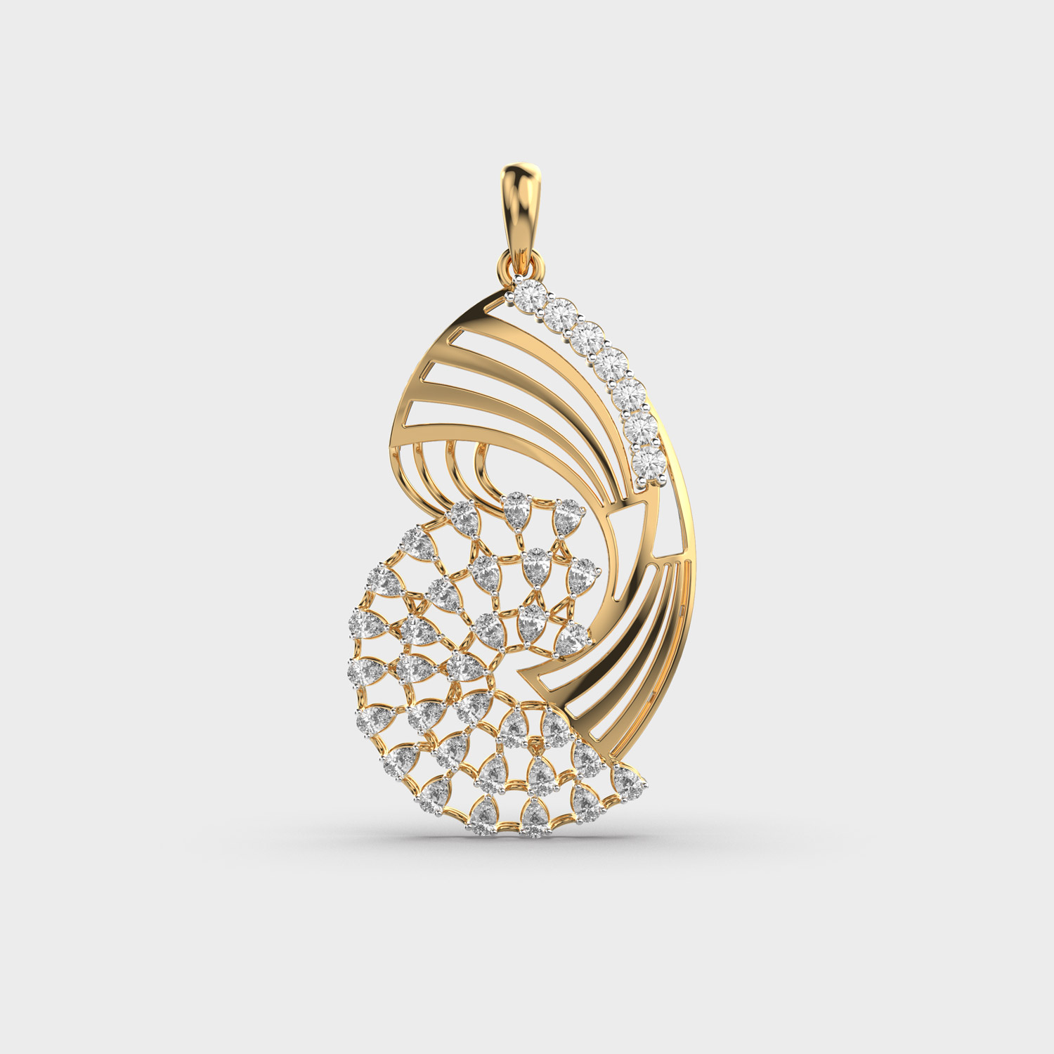 Nautilus Conch Diamond Pendant Without Chain